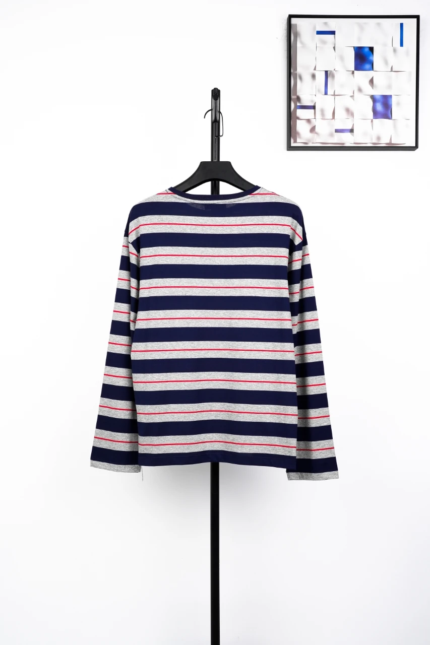 Miu Miu Navy Pink Stripe Pocket Long Sleeve T-Shirt product photo from LabelPicks