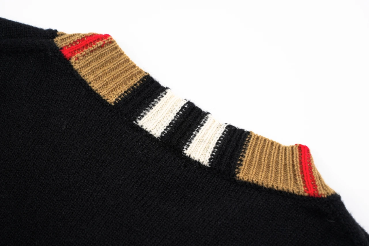 Burberry Black Check Ribbed Crewneck Sweater product photo from LabelPicks