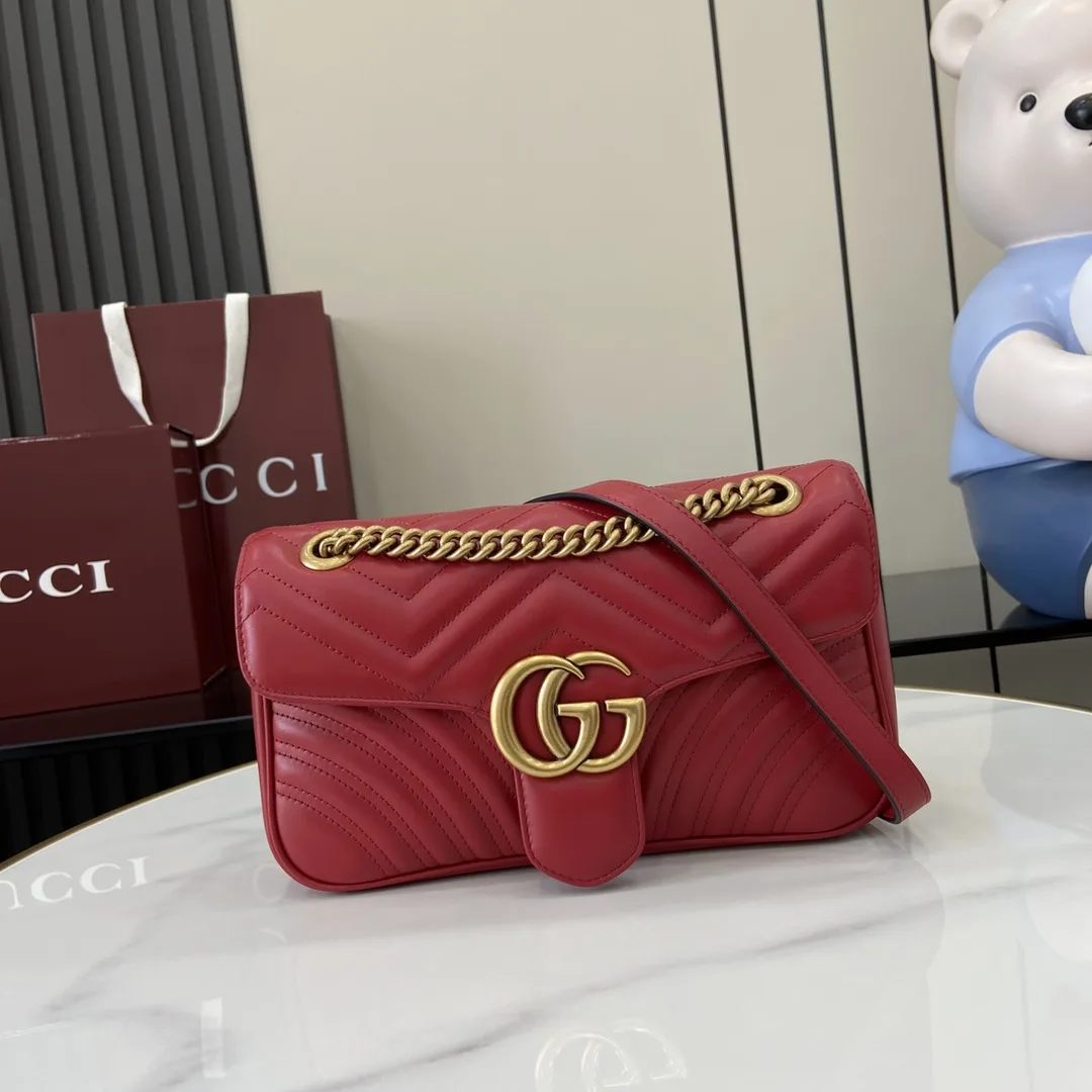 Gucci Red Marmont GG Supreme Canvas Shoulder Bag product photo from LabelPicks
