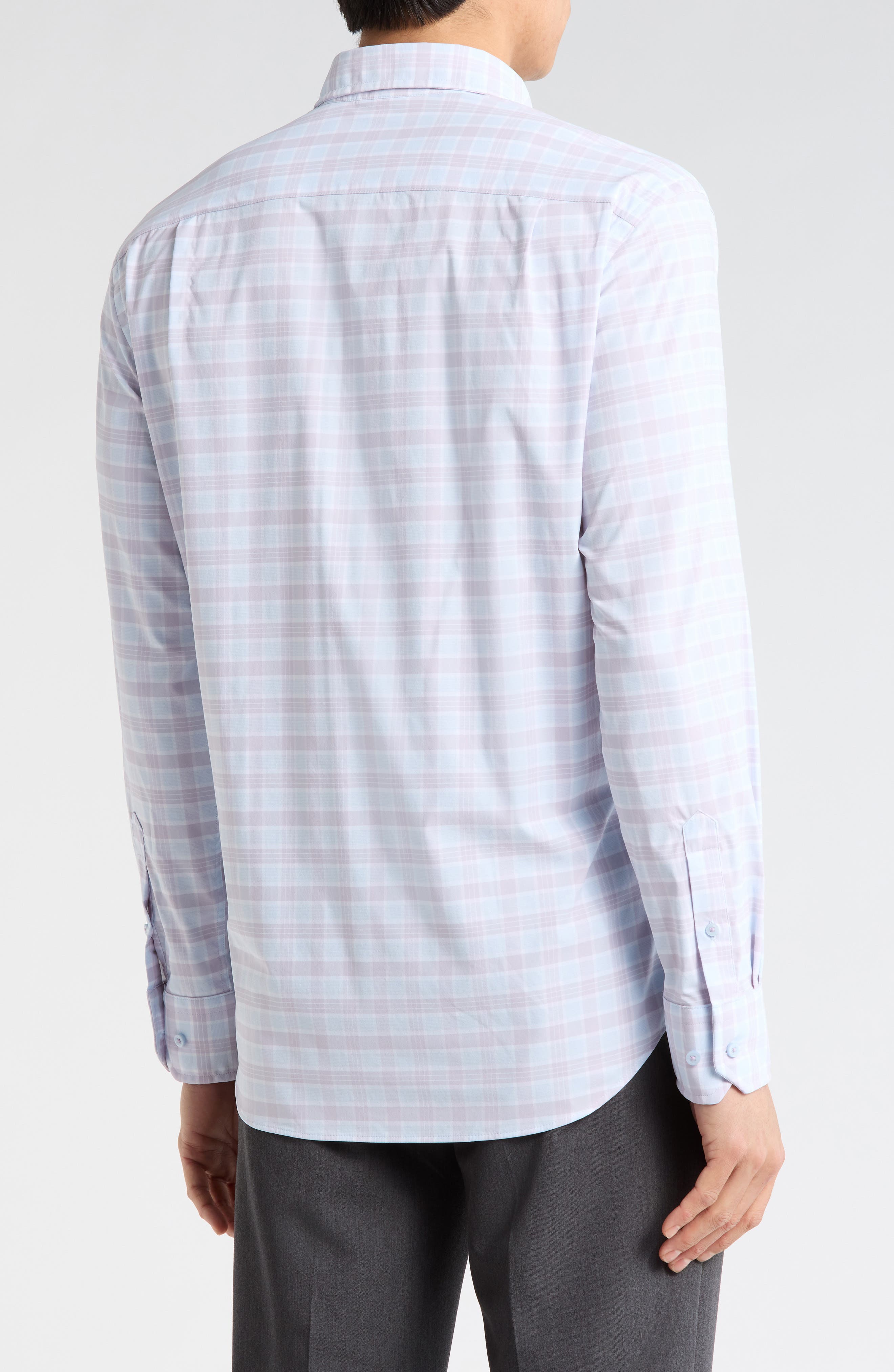 David Donahue Twill Check Performance Sport Shirt