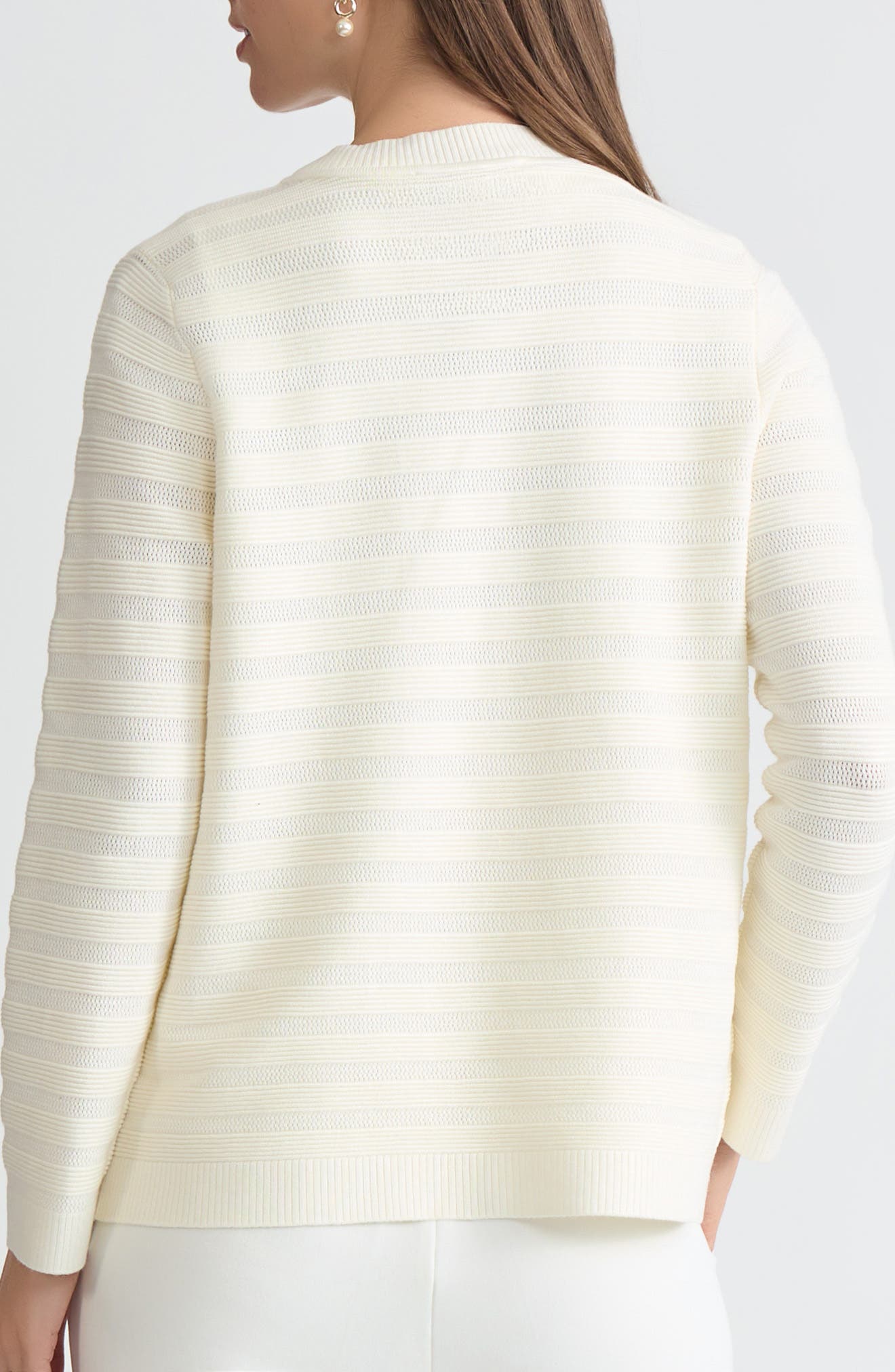 KASPER Kissing Front Ottoman Stitch Cardigan