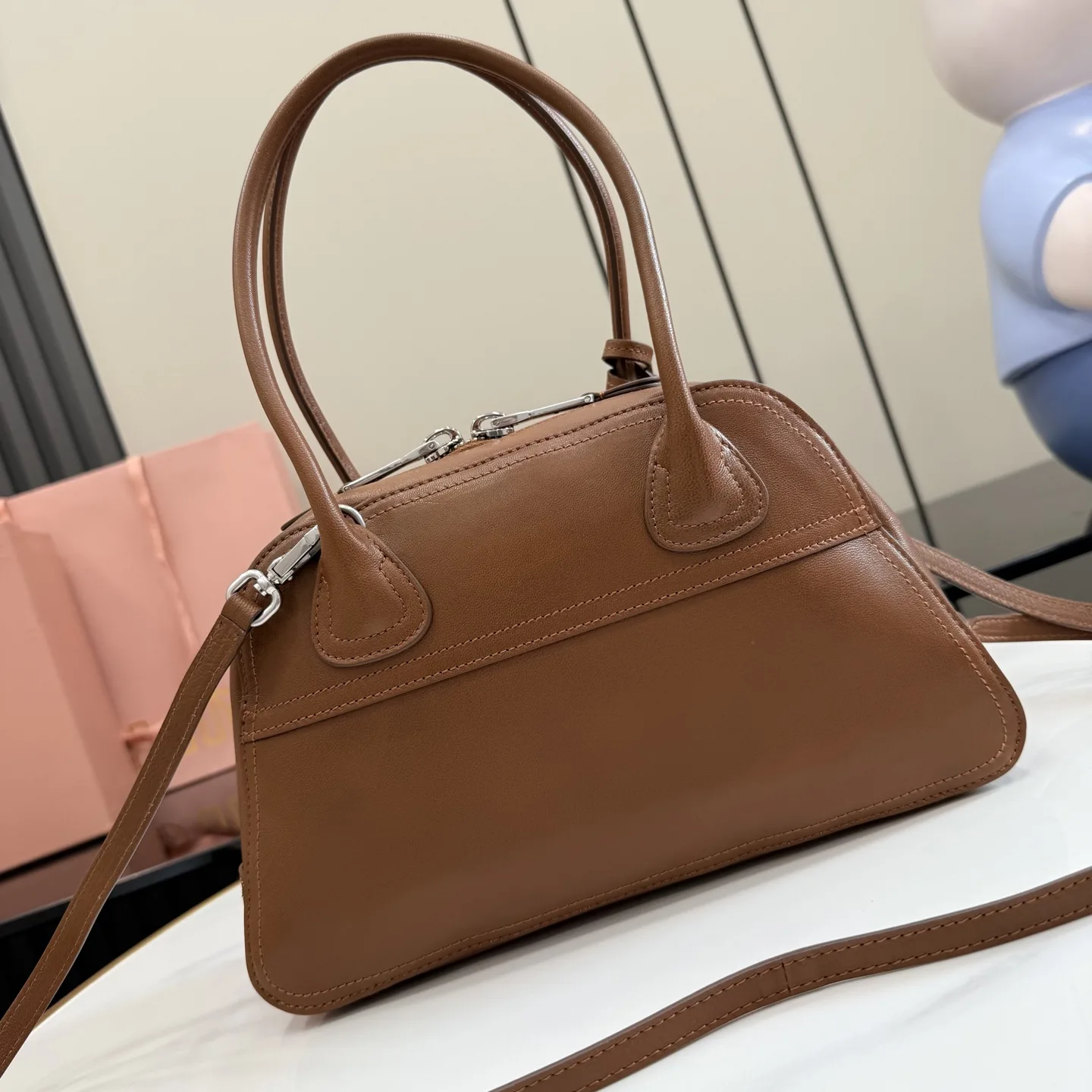 Miu Miu Vivant Brown Lambskin Top Handle Bag product photo from LabelPicks
