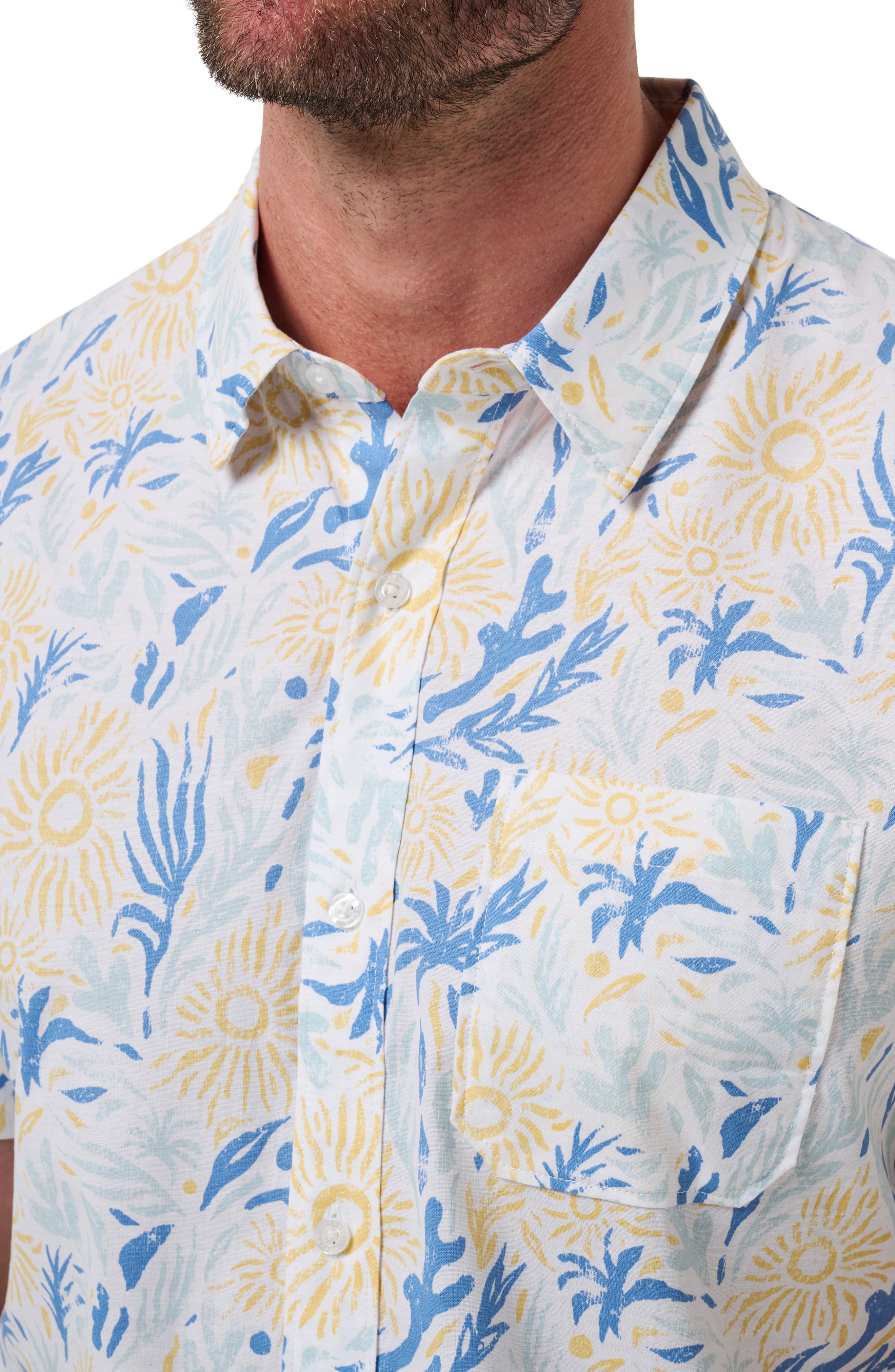 TravisMathew Souvenir City Short Sleeve Stretch Cotton Button-Up Shirt