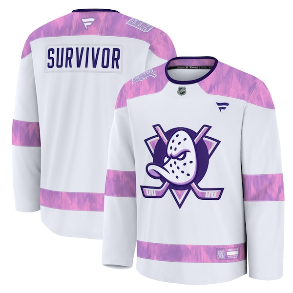 Anaheim Ducks  Hockey Fights Cancer Practice Jersey - White