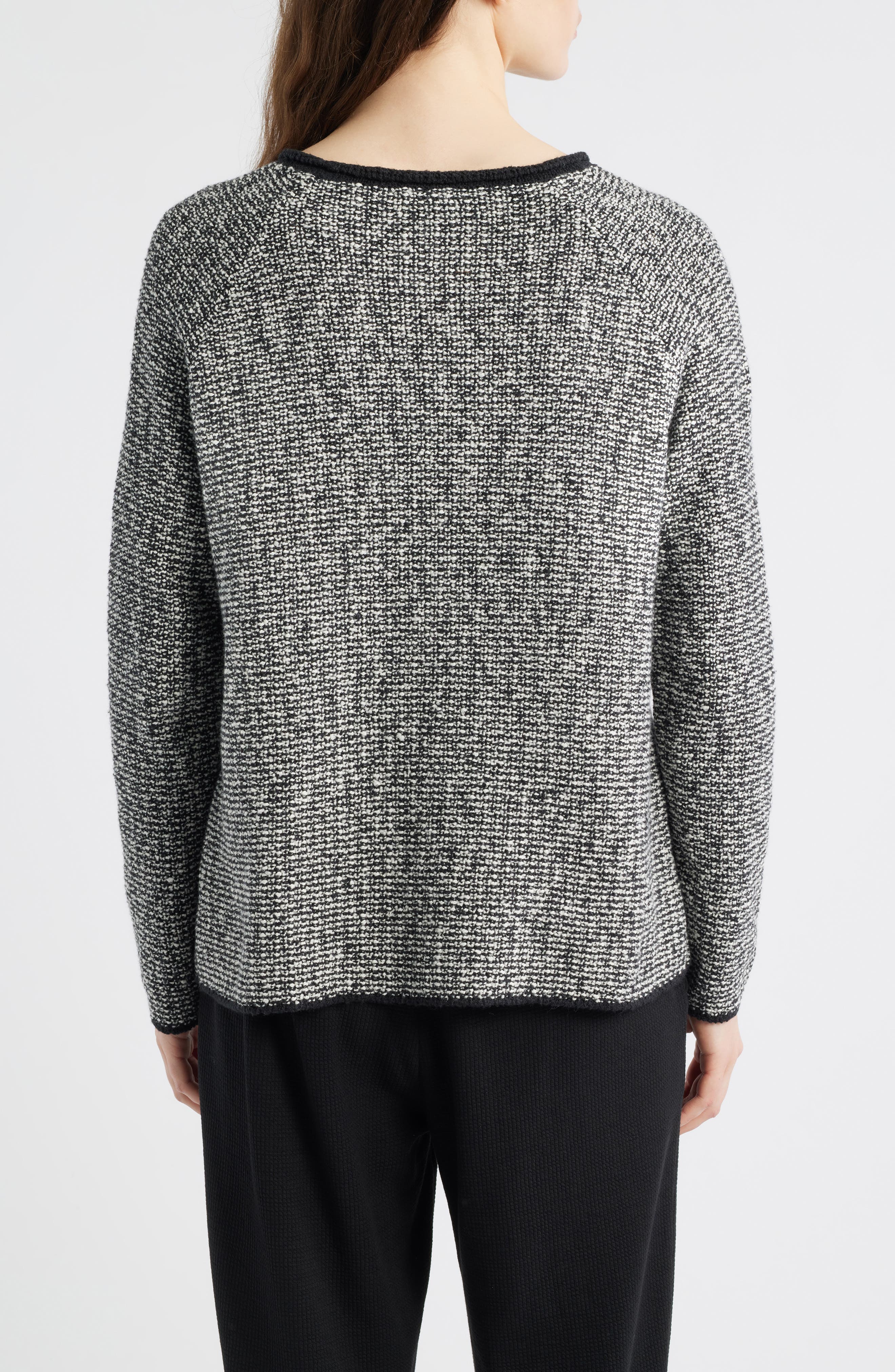 Eileen Fisher Jewel Neck Marled Knit Sweater