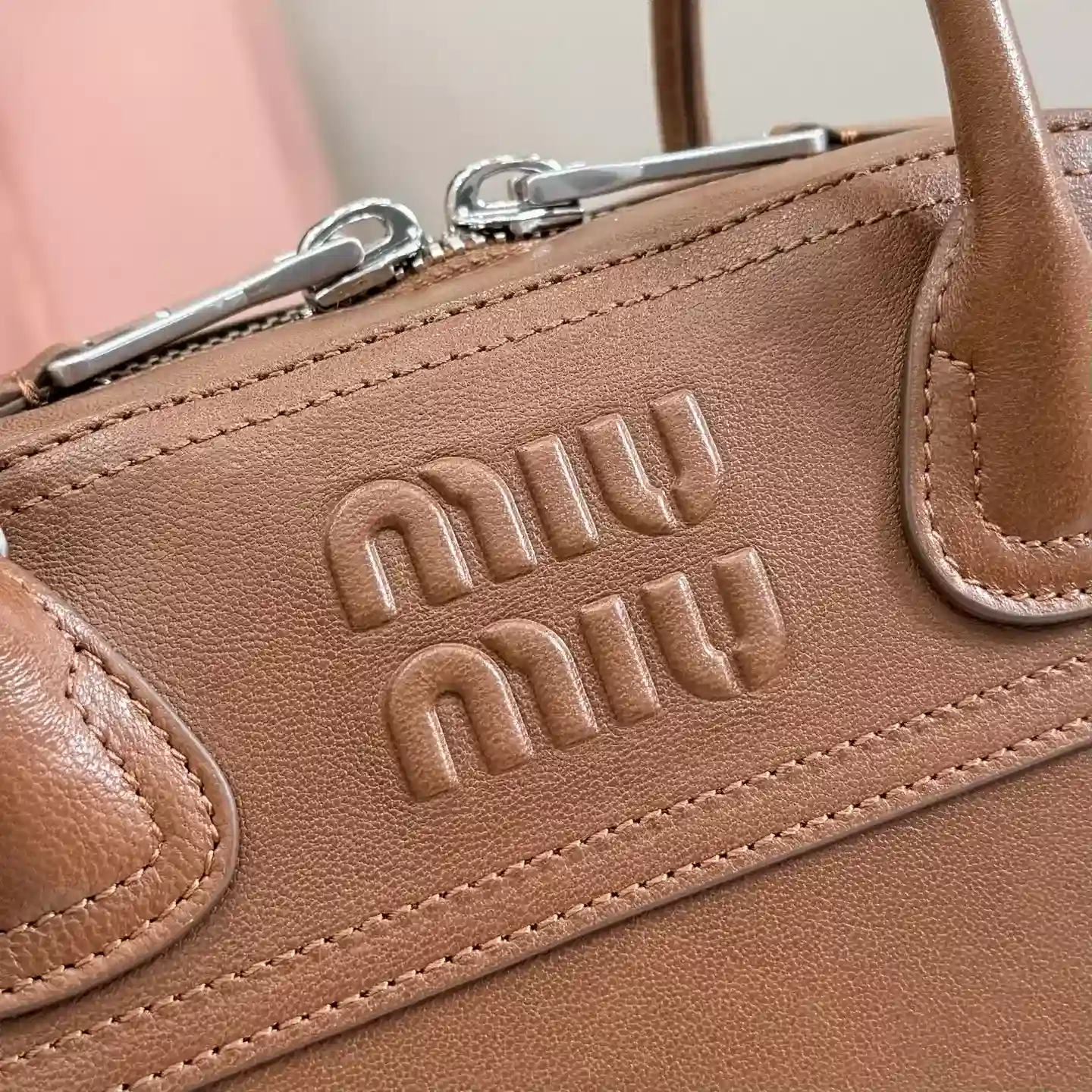 Miu Miu Vivant Brown Lambskin Top Handle Bag product photo from LabelPicks