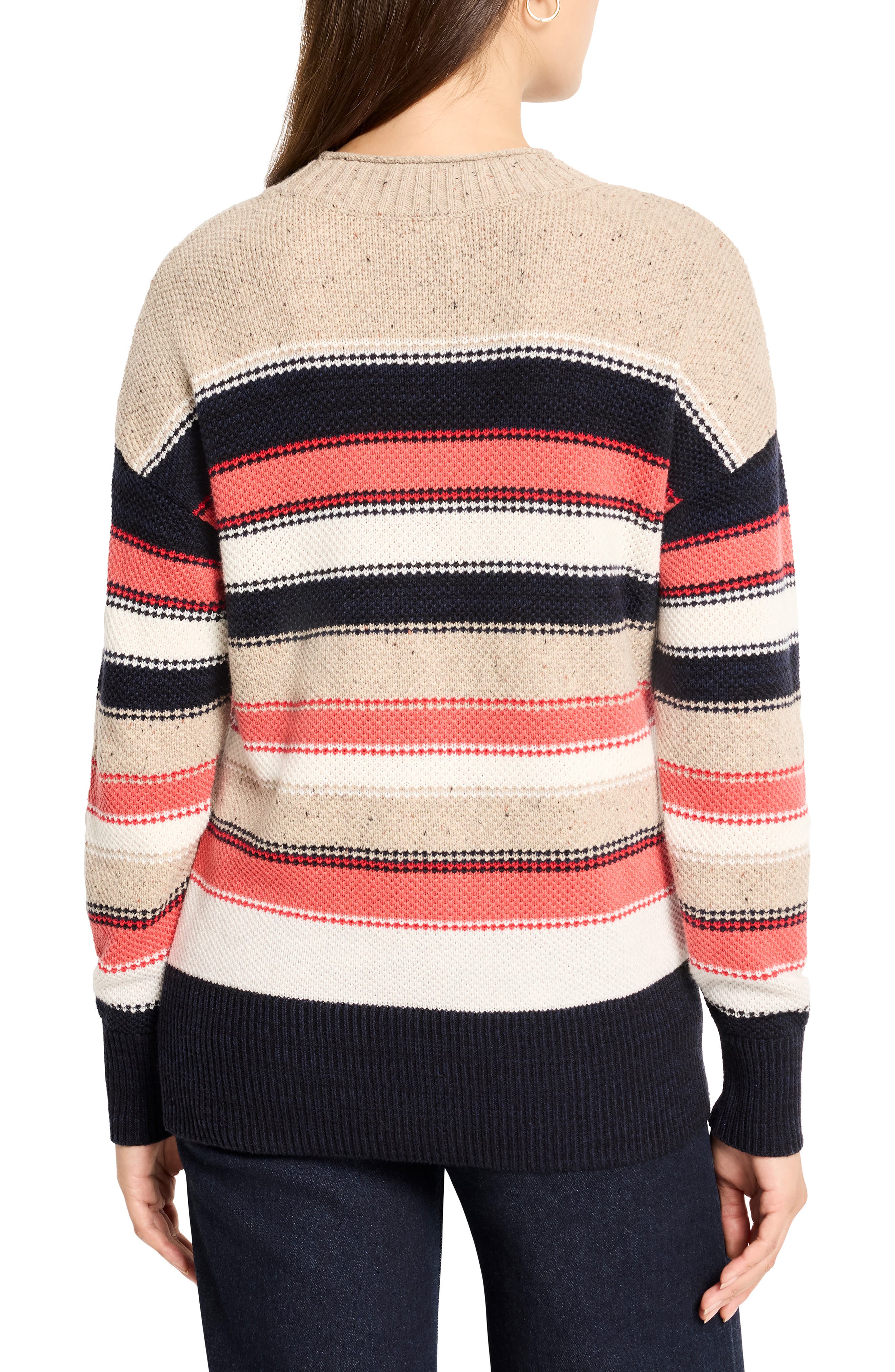 NIC+ZOE Nep Stripe Cotton Blend Sweater