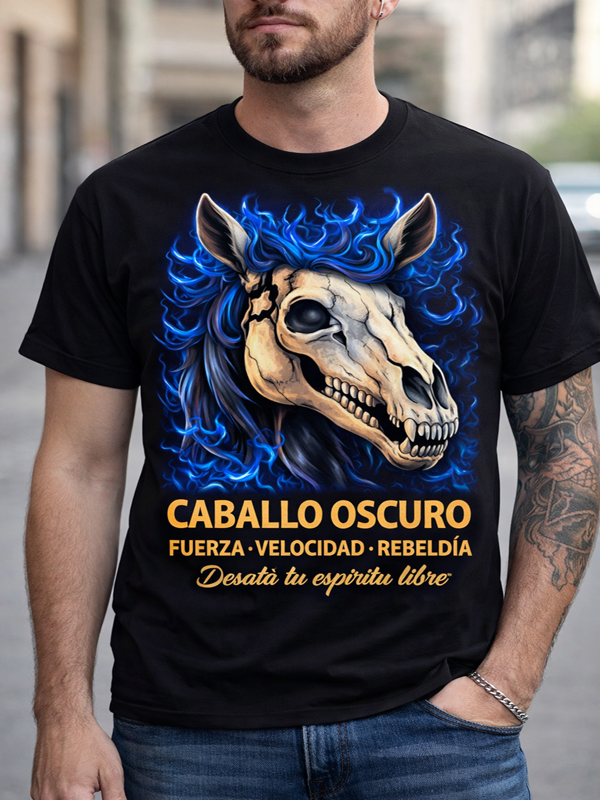 Remera Caballo Oscuro – Espíritu Libre