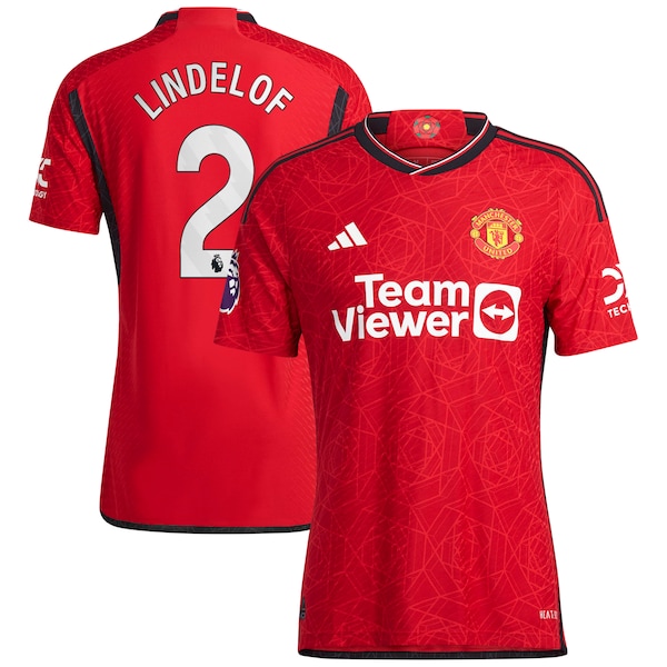 Victor Lindelof Manchester United adidas 2023/24 Home Authentic Player Jersey - Red/Green