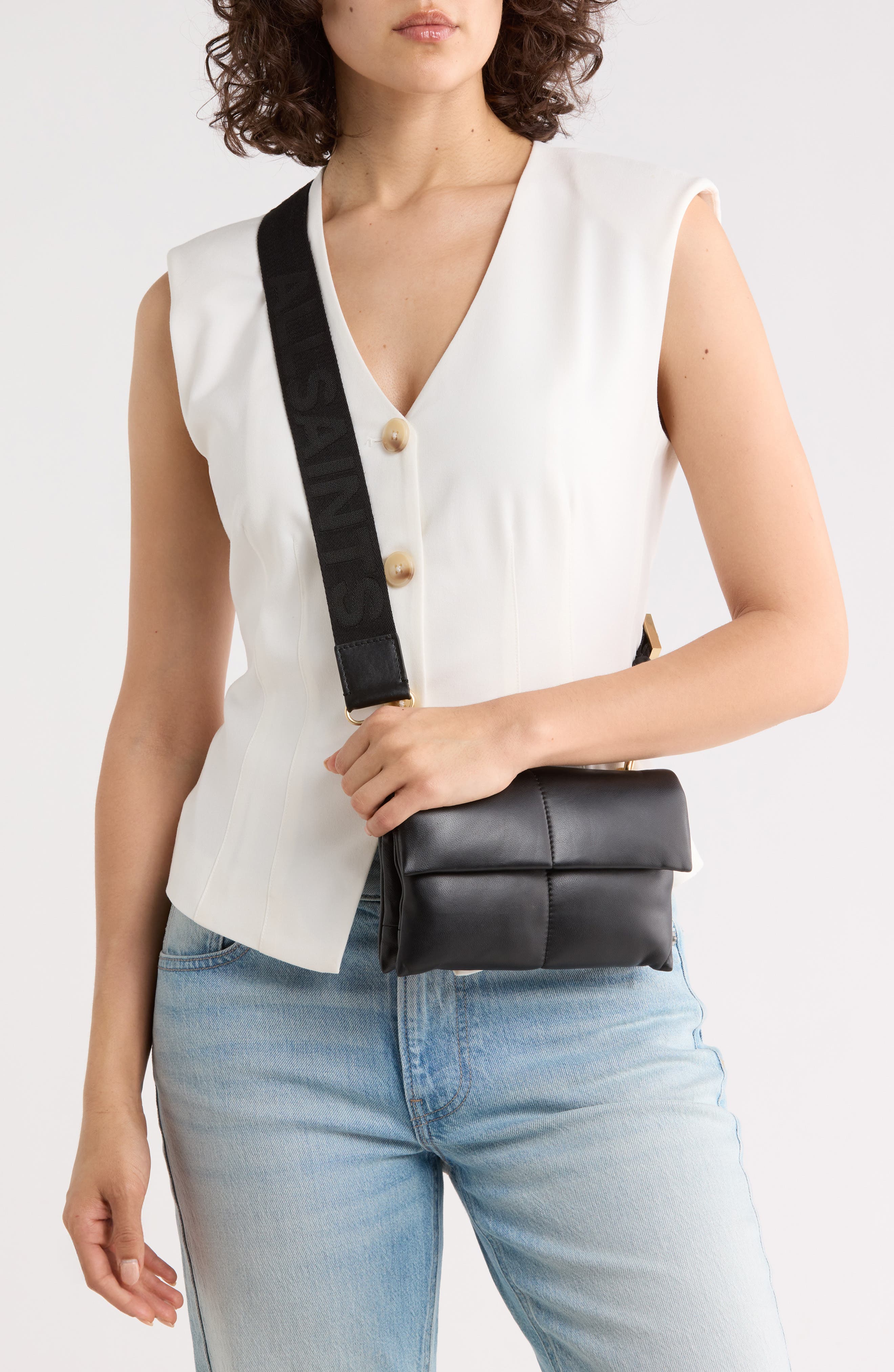 AllSaints Ezra Logo Strap Leather Crossbody Bag