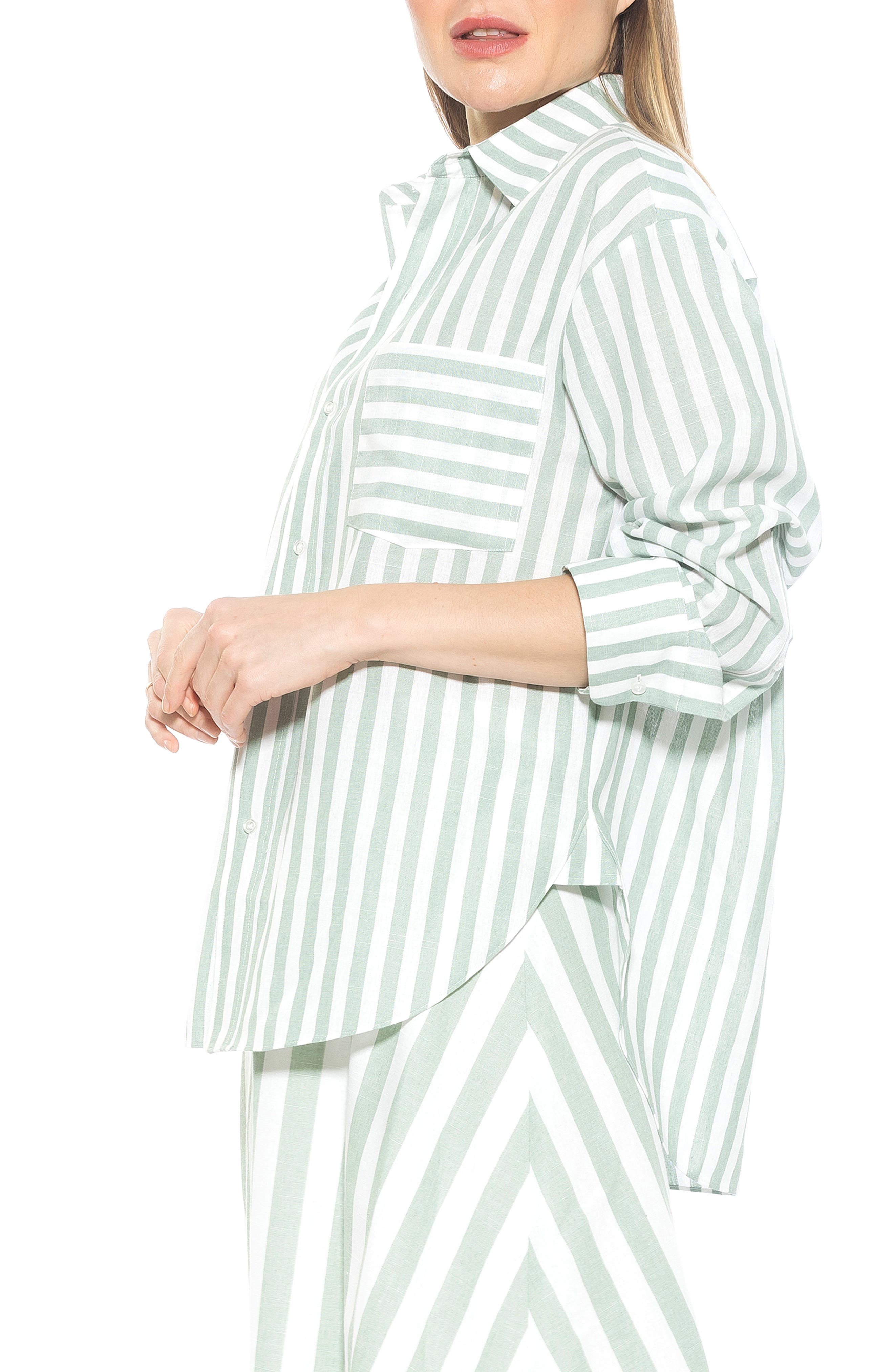 Alexia Admor Tammi Oversize Stripe Boyfriend Button-Up Shirt