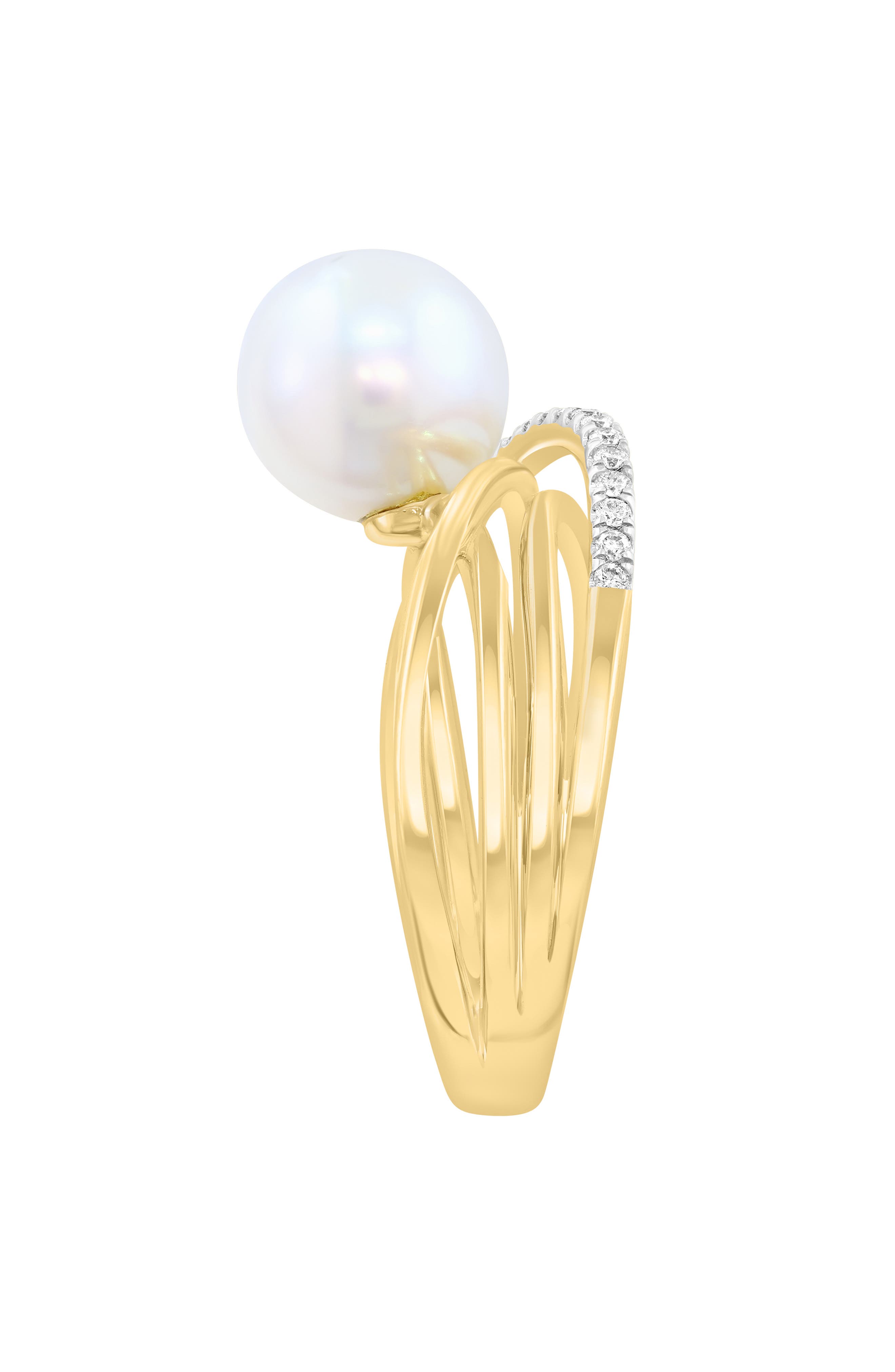 EFFY Freshwater Pearl & Diamond Crisscrossing Band Ring