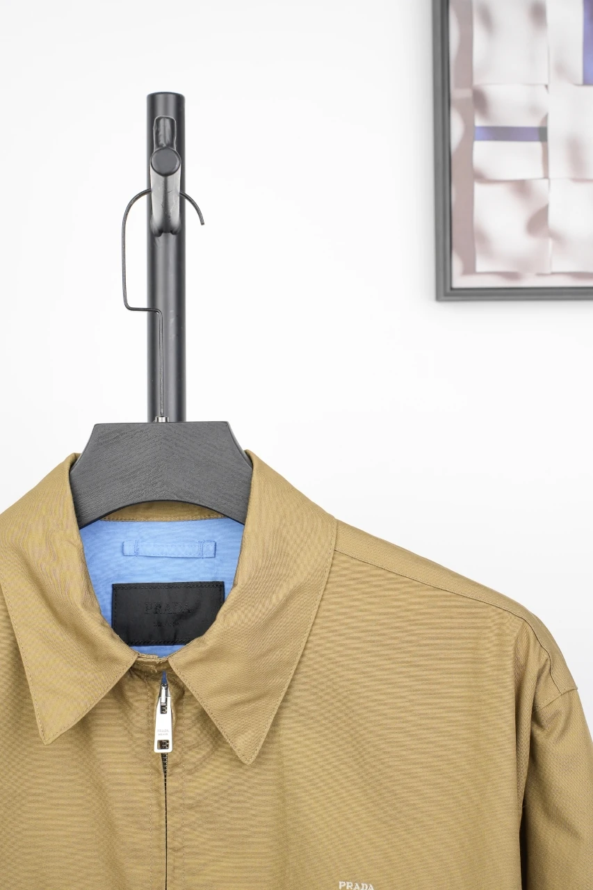 Prada Khaki Zip Jacket with Blue Lining product photo from LabelPicks