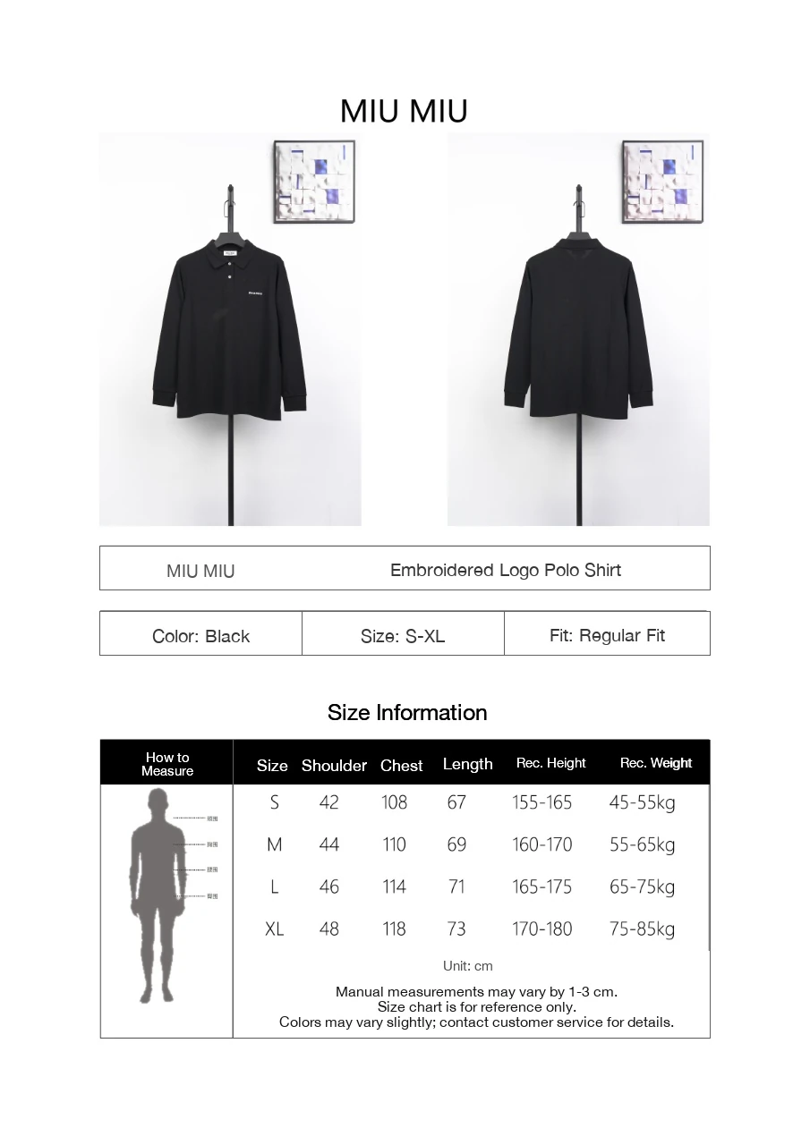 Miu Miu Black Logo Embroidered Long Sleeve Polo Shirt product photo from LabelPicks