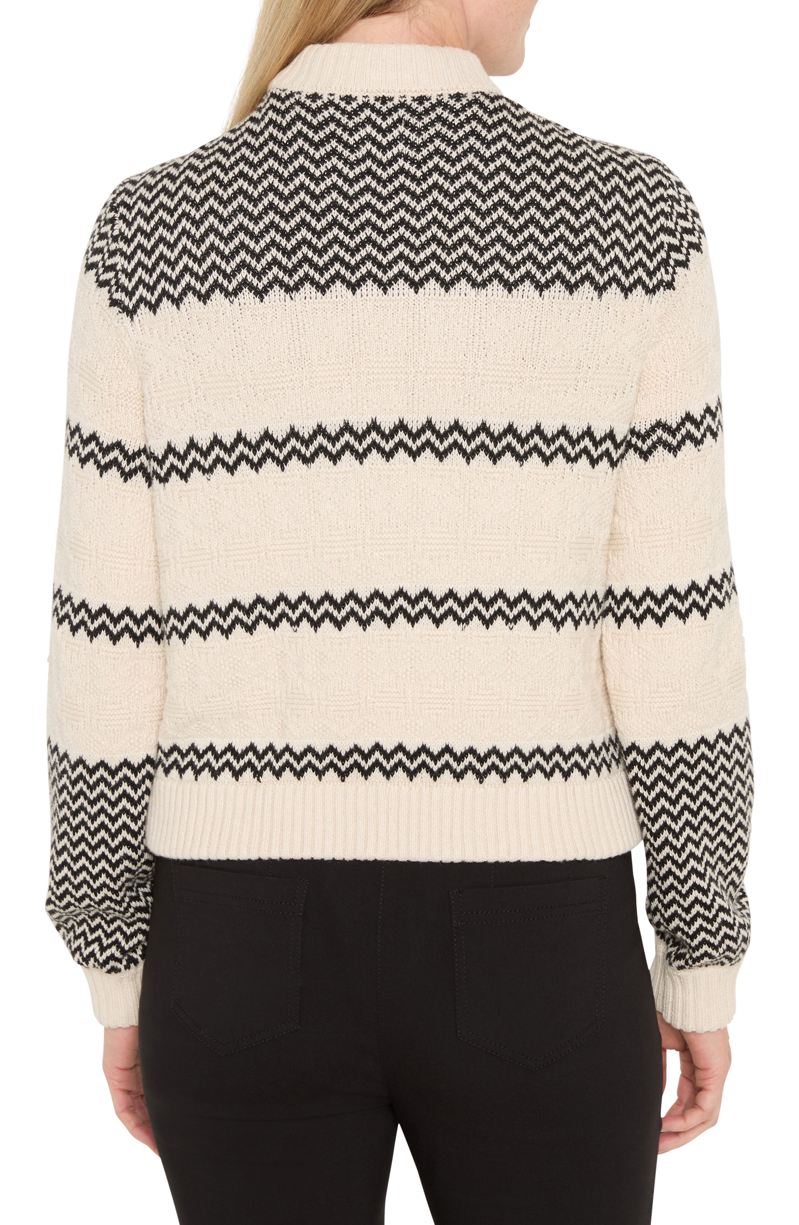 NIC+ZOE Zigzag Knit Bomber Jacket