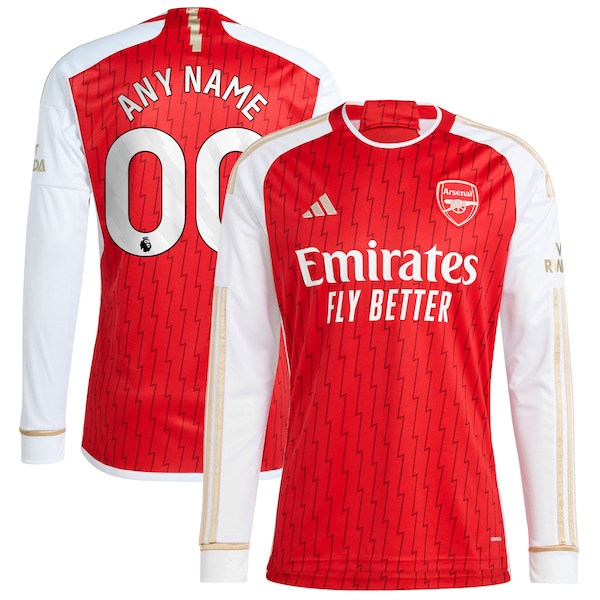Arsenal adidas 2023/24 Home Replica Custom Long Sleeve Jersey - Red