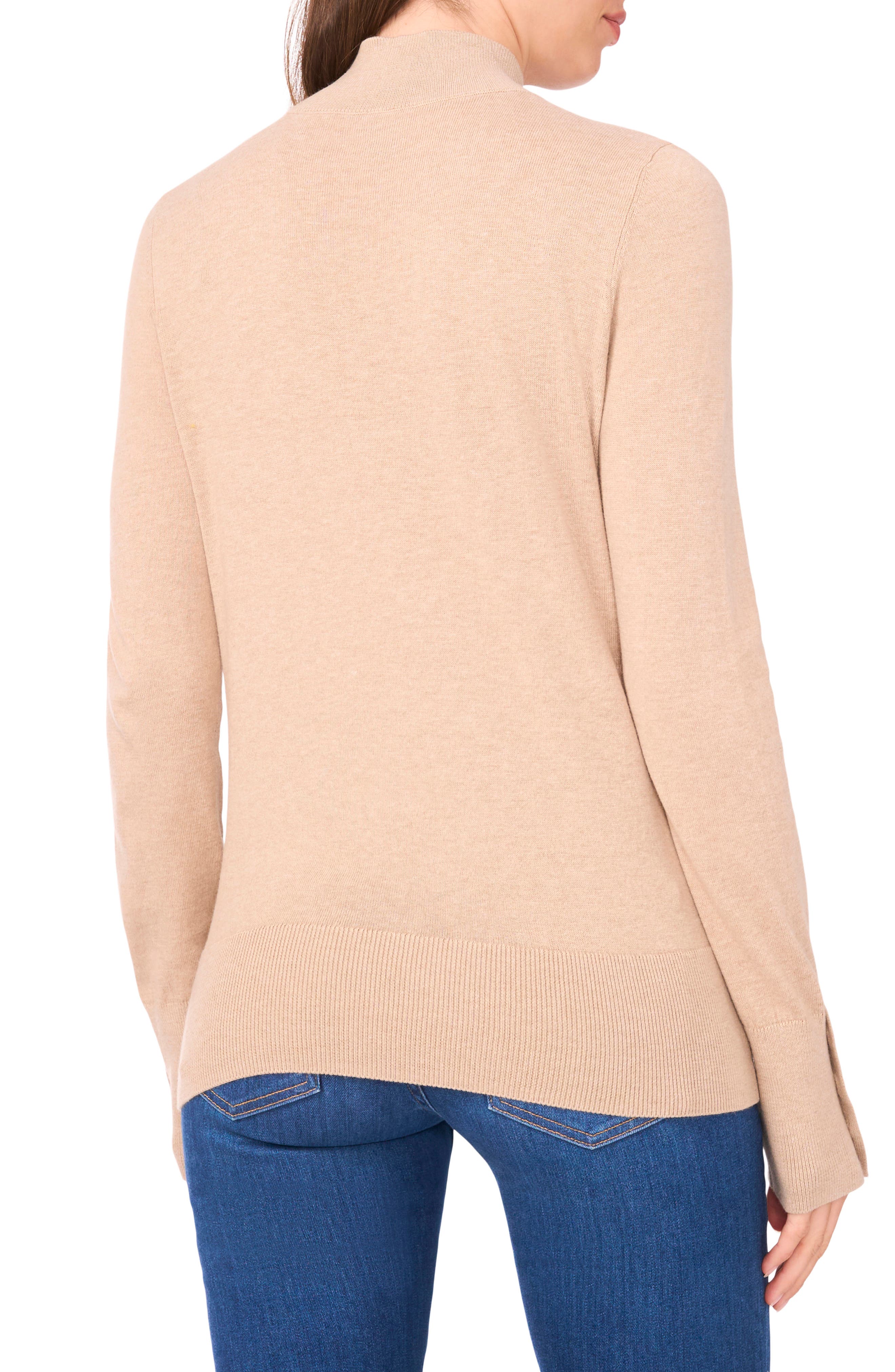 Halogen® Button Cuff Turtleneck Sweater