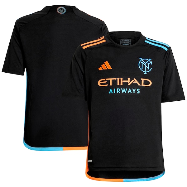 New York City FC adidas Youth 2024 24/7 Kit Replica Jersey – Black