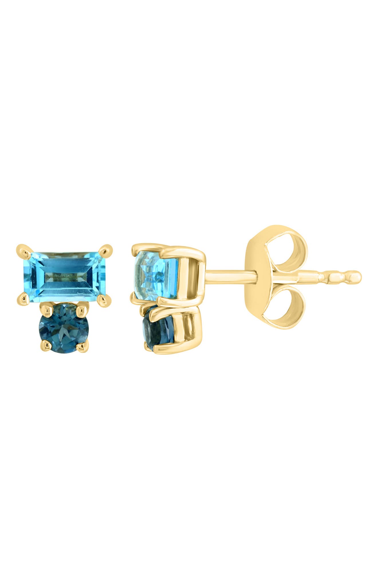 EFFY 14K Gold Londo Blue Topaz & Emerald Stud Earrings