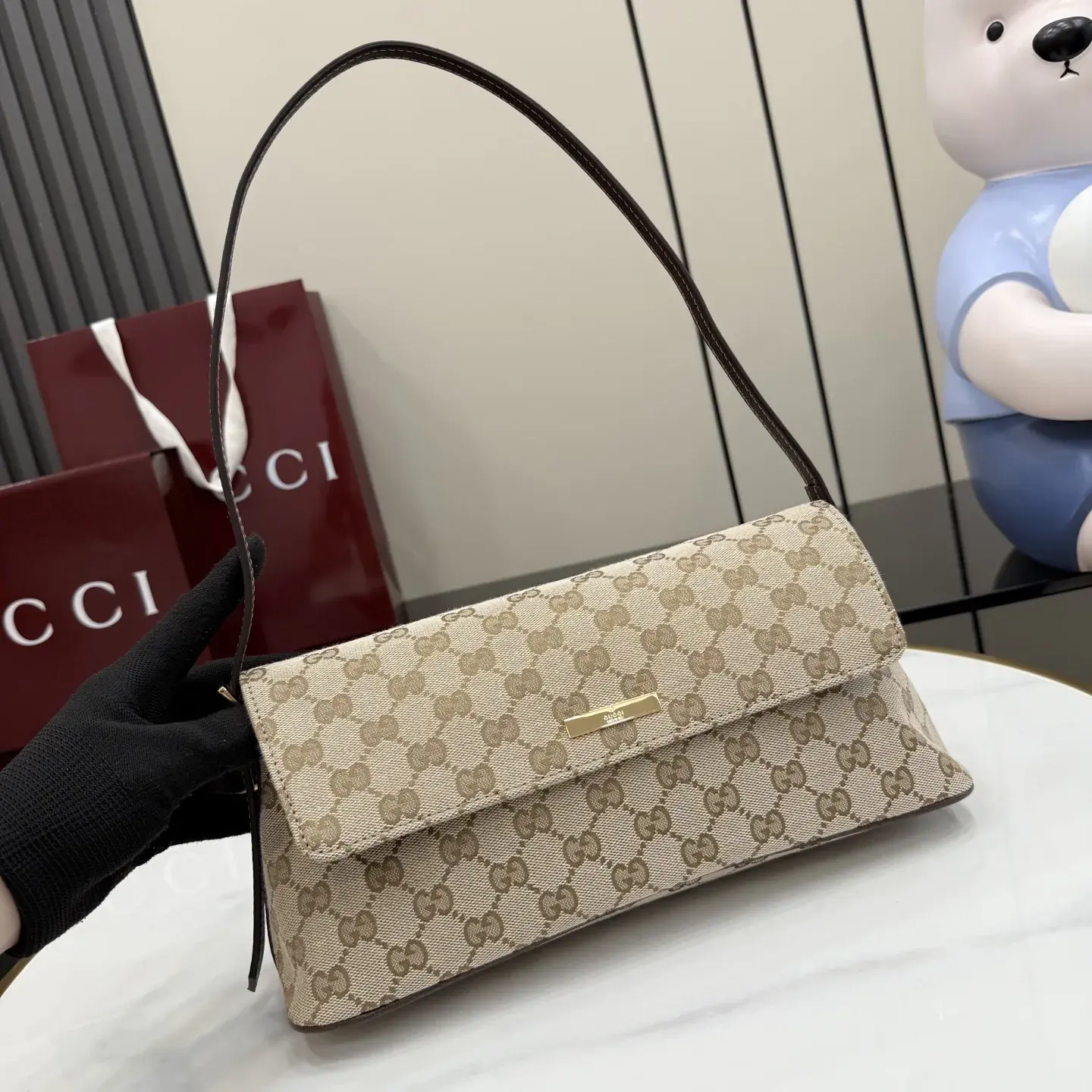 Gucci Brown Generation Canvas and Leather Shoulder Bag product photo from LabelPicks