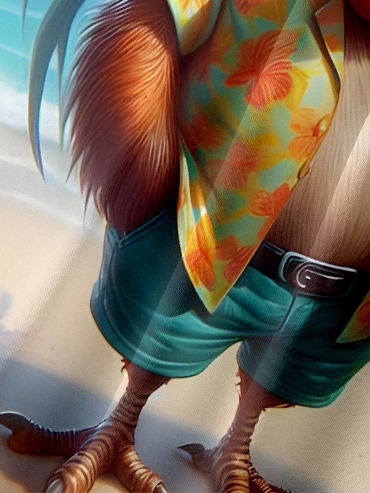 Moisture-wicking Vacation Rooster Chest Pocket Hawaiian Shirt