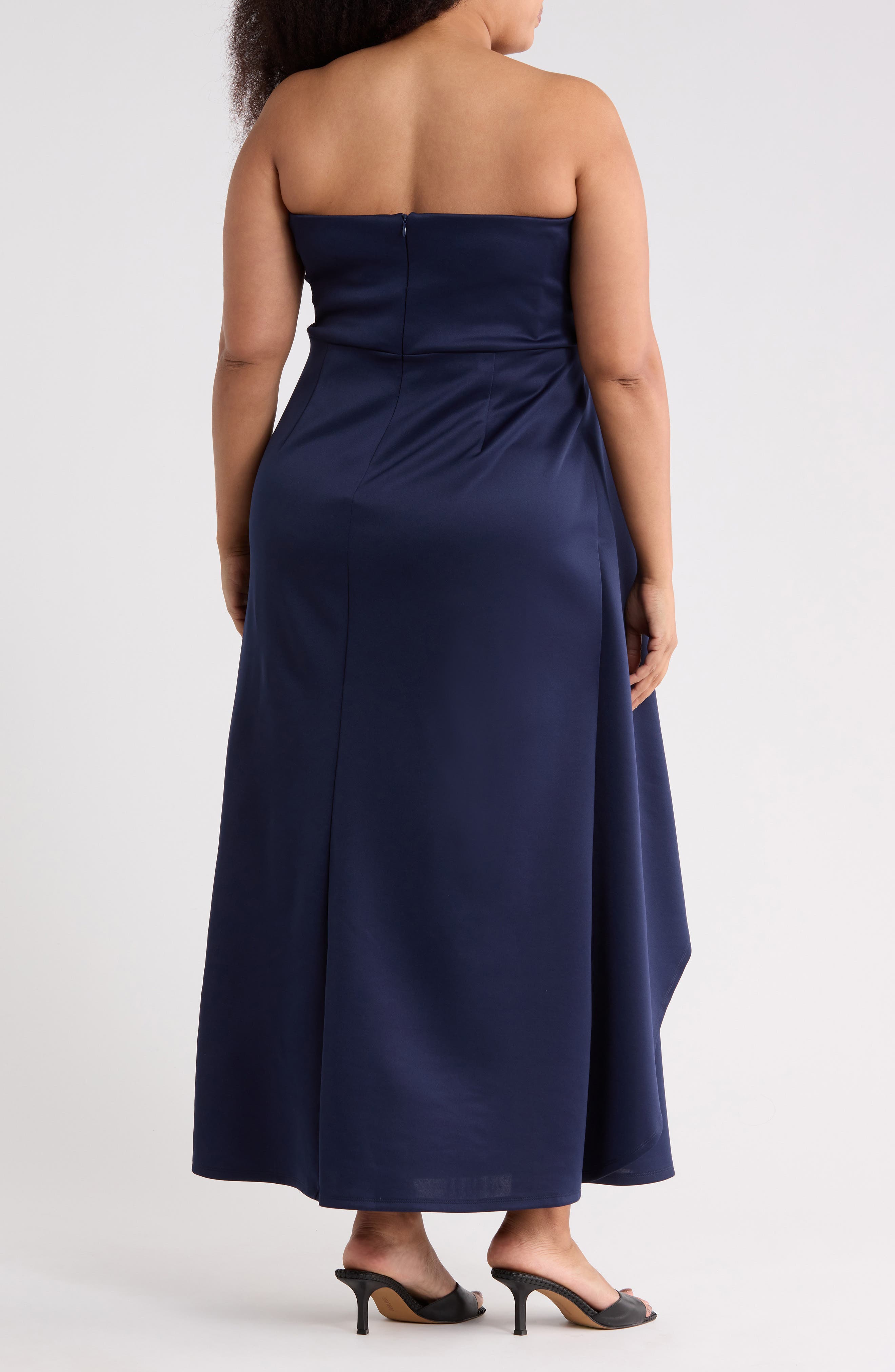 Oleg Cassini Strapless Drape Side Gown
