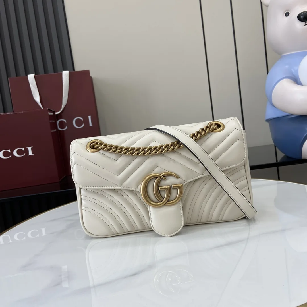 Gucci Marmont White GG Supreme Canvas Shoulder Bag product photo from LabelPicks