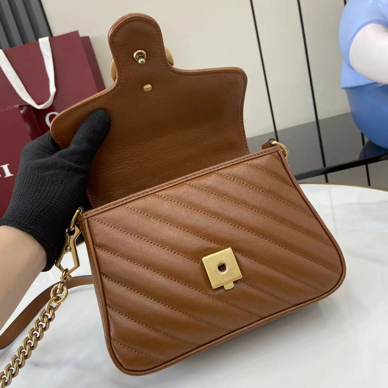 Gucci Brown Marmont GG Supreme Canvas Top Handle Bag product photo from LabelPicks
