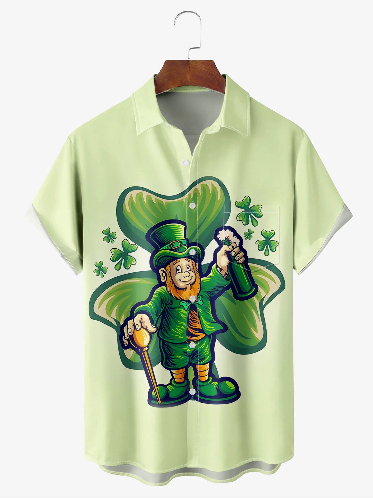 St. Patrick's Day Chest Pocket Short Sleeve Casual Shirt