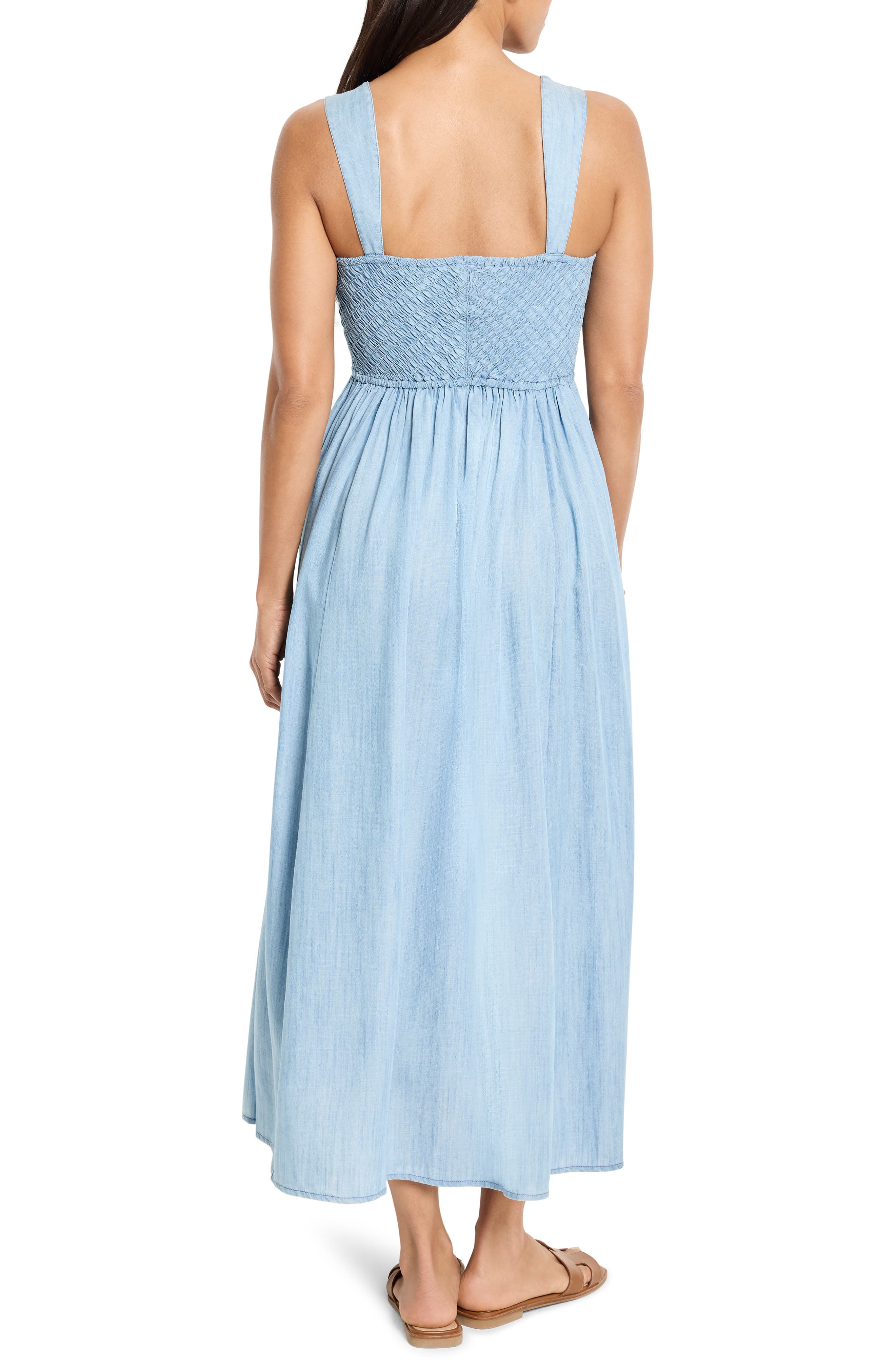 NIC+ZOE Sarah Smocked Chambray Sundress