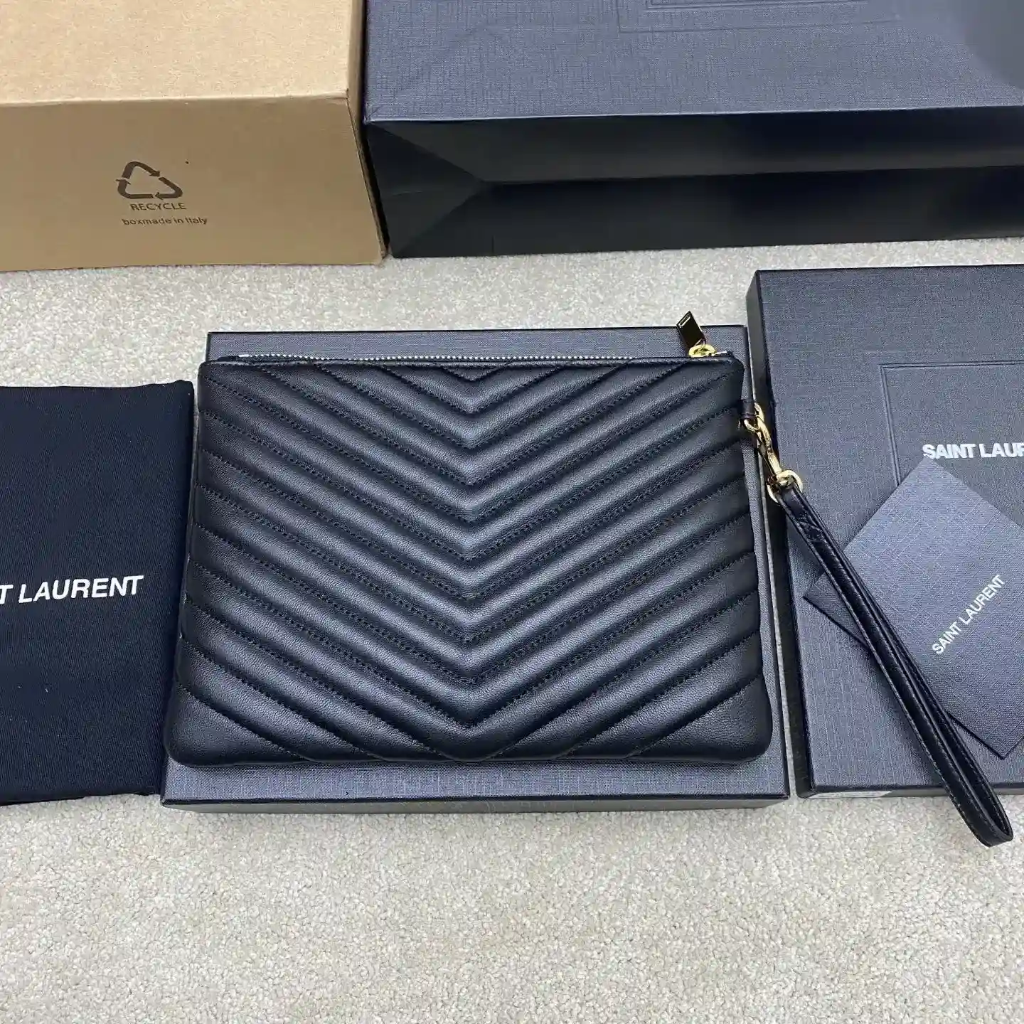 Saint Laurent Black Quilted Leather Clutch product photo from LabelPicks