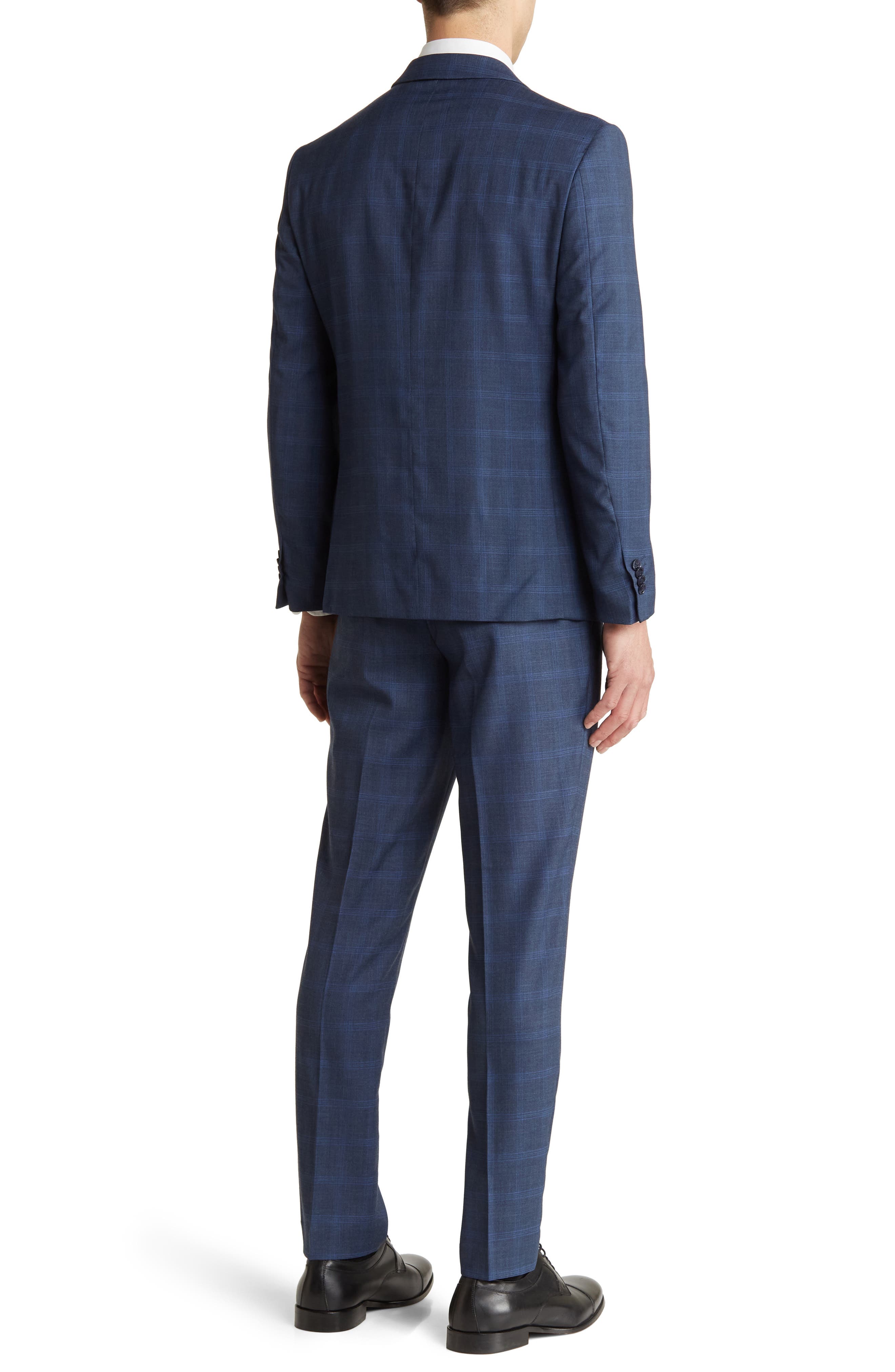 SAVILE ROW CO Plaid Peak Lapel Suit