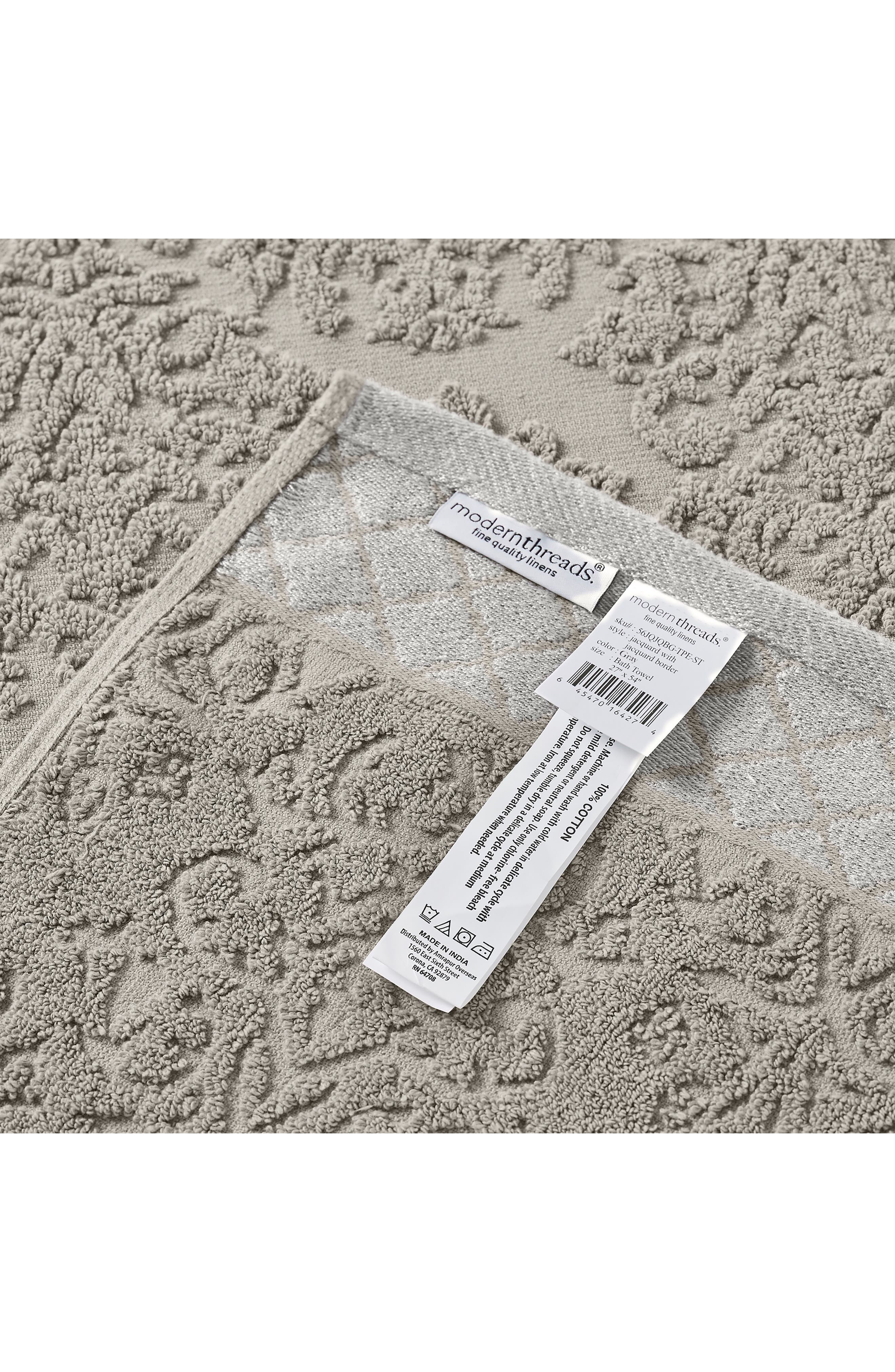 Modern Threads Embellished Border Damask Jacquard Towel 6-Piece Set - Grey