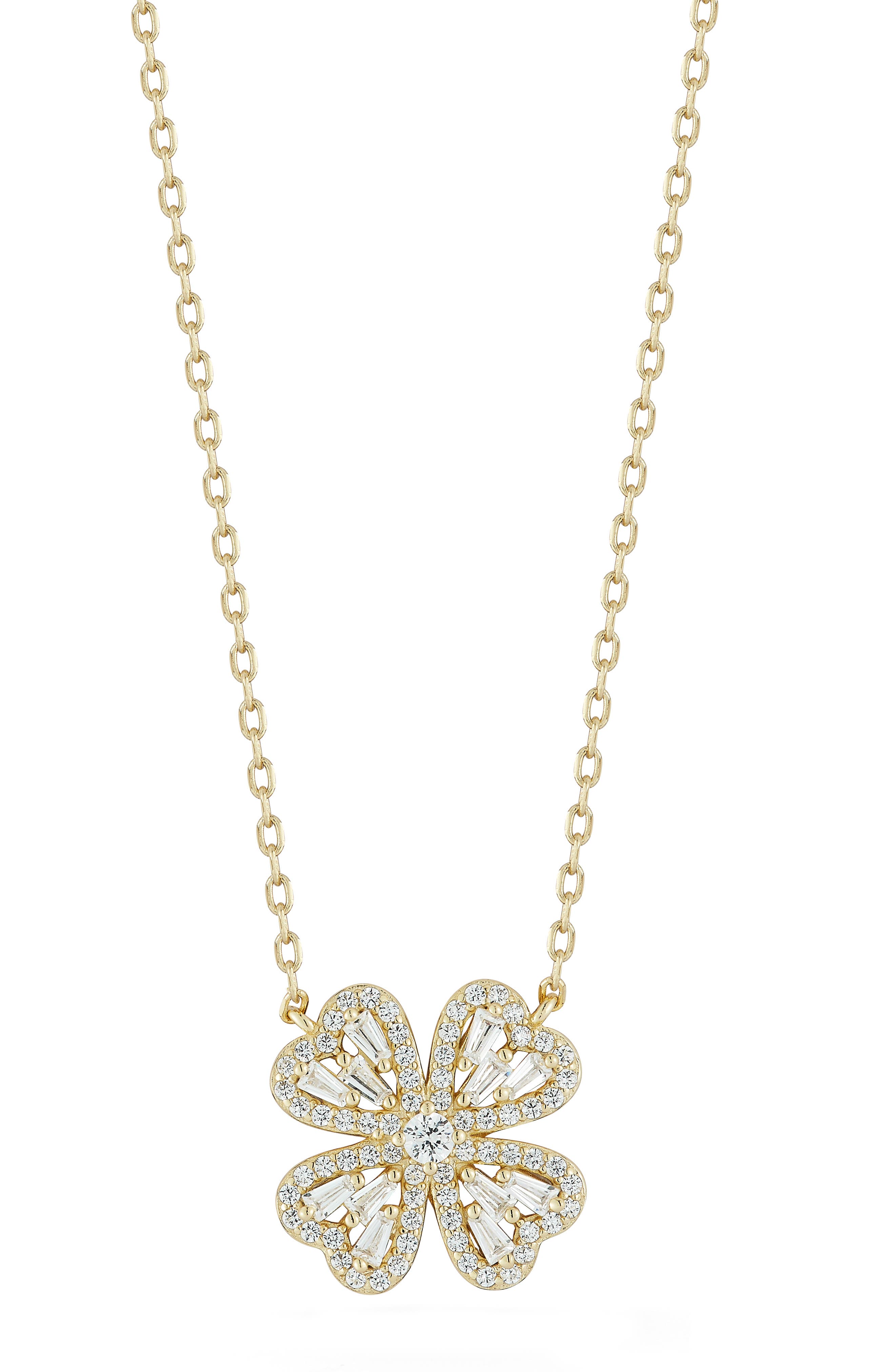 GLAZE JEWELRY Cubic Zirconia Four Leaf Clover Pendant Necklace