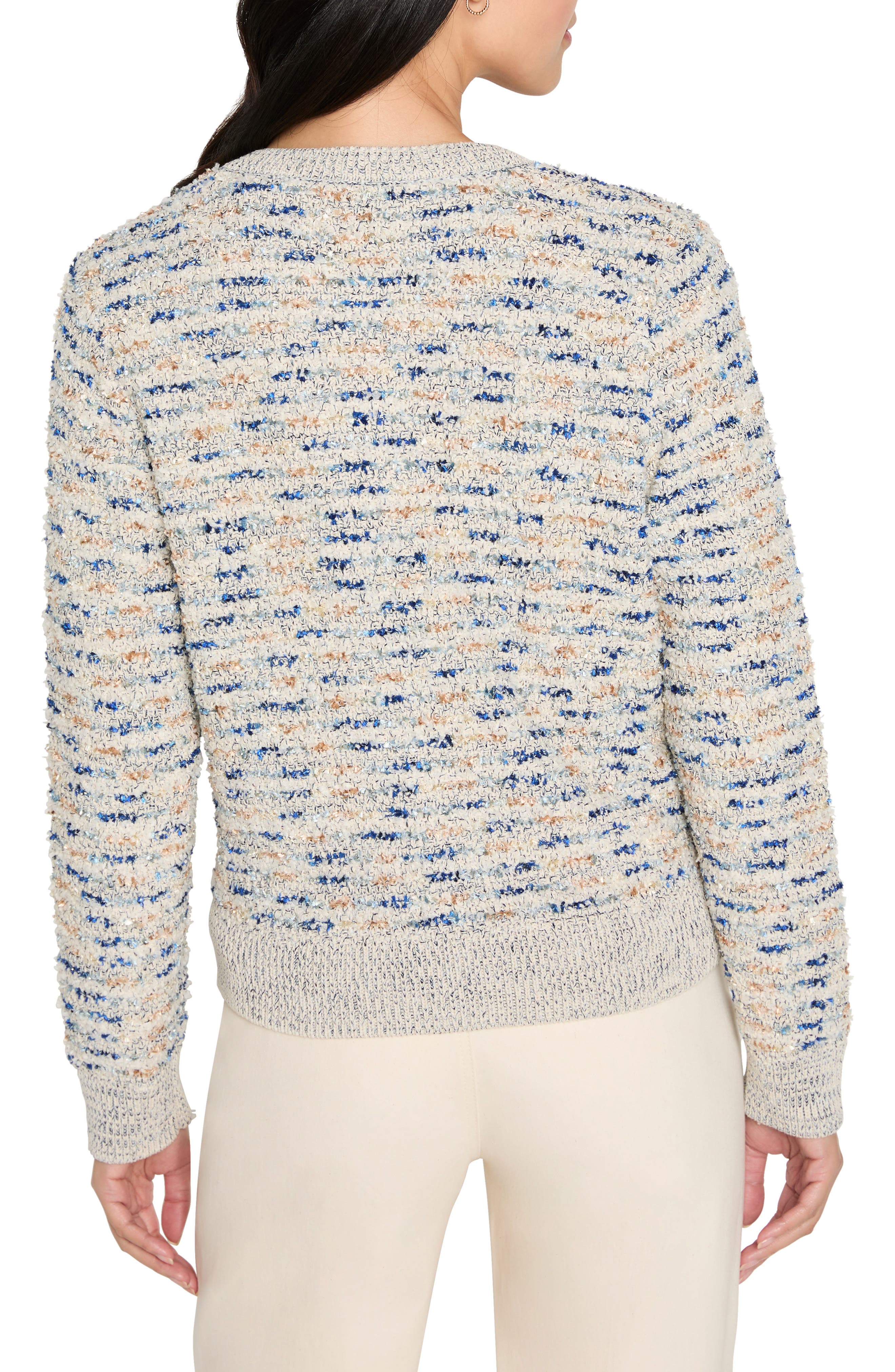 NIC+ZOE Always Shining Metallic Cotton Blend Cardigan