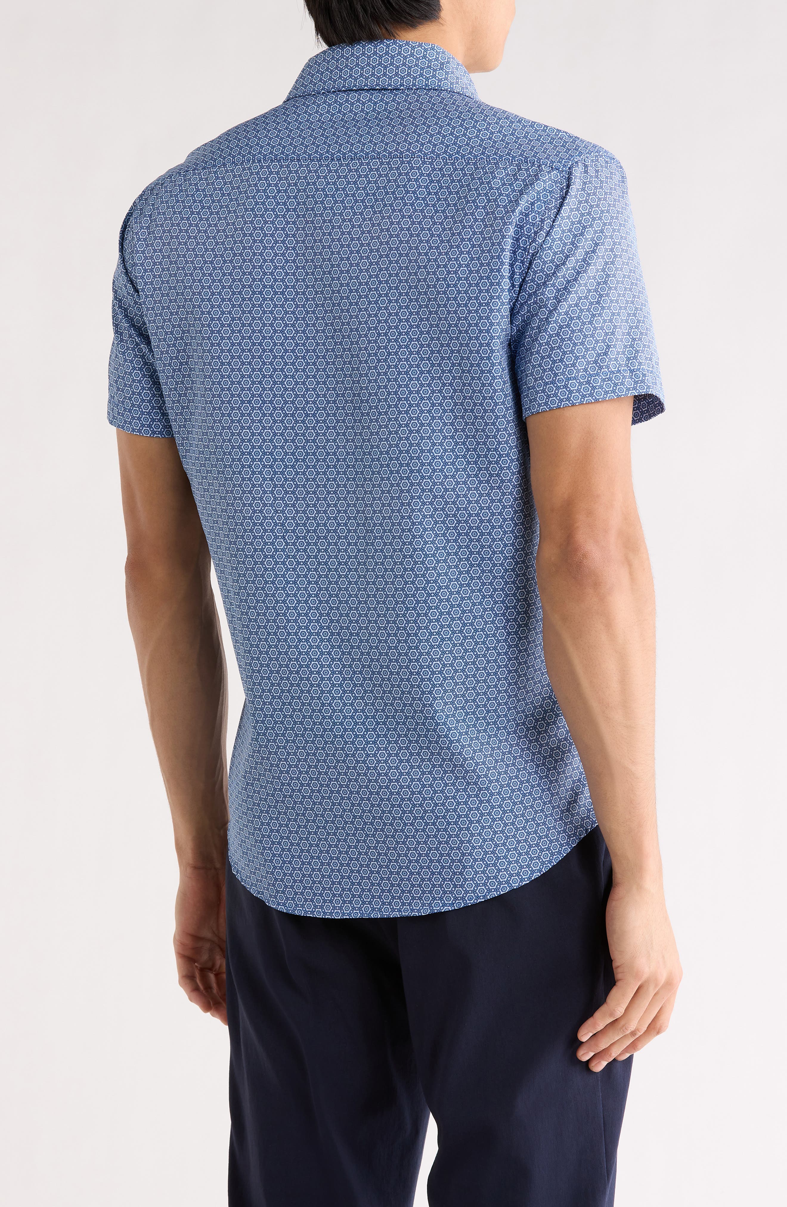 DENIM AND FLOWER Micro Dot Tech Short Sleeve Button-Up Shirt