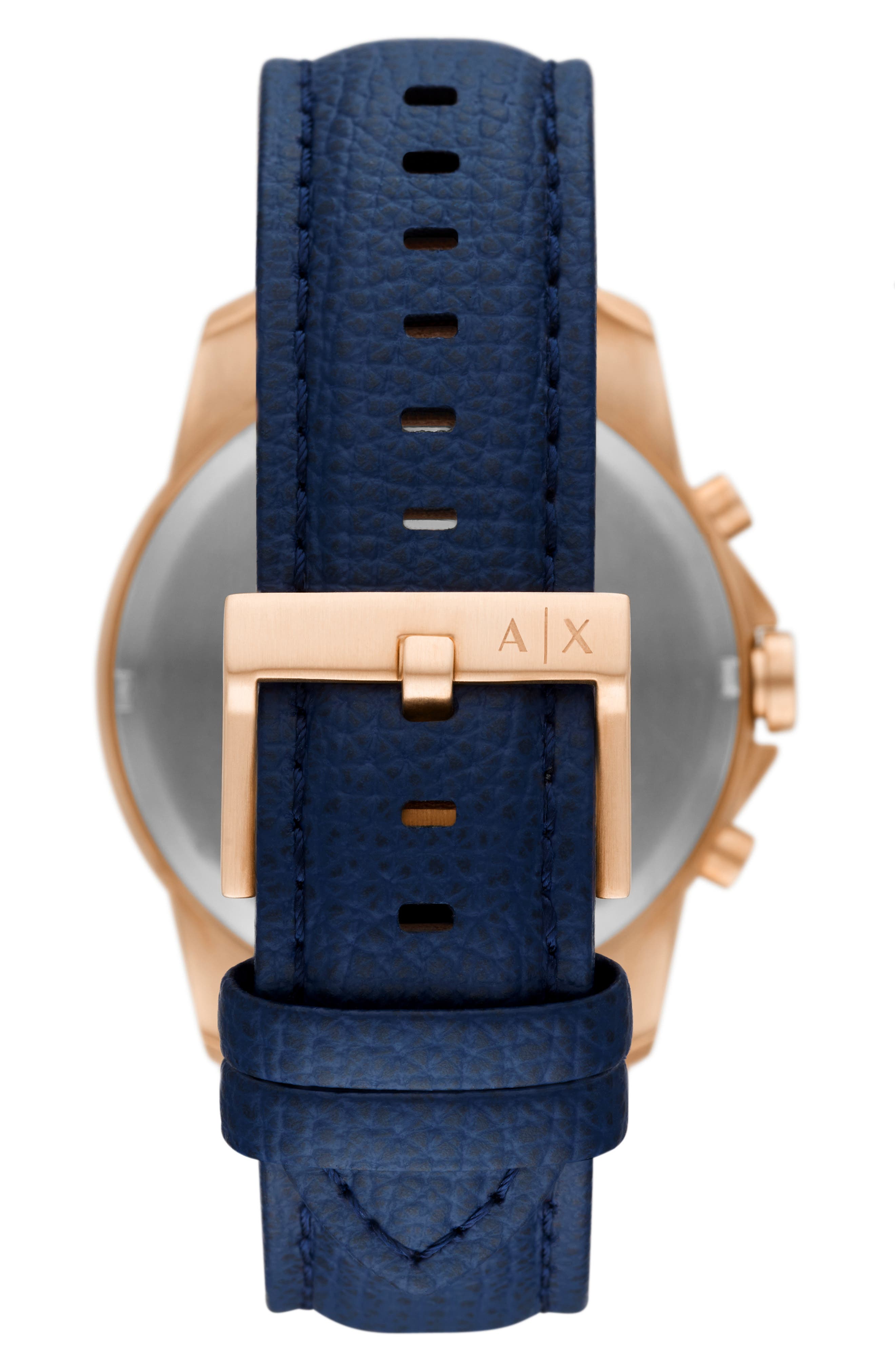 AX Armani Exchange Chronograph Leather Strap Watch, 44mm