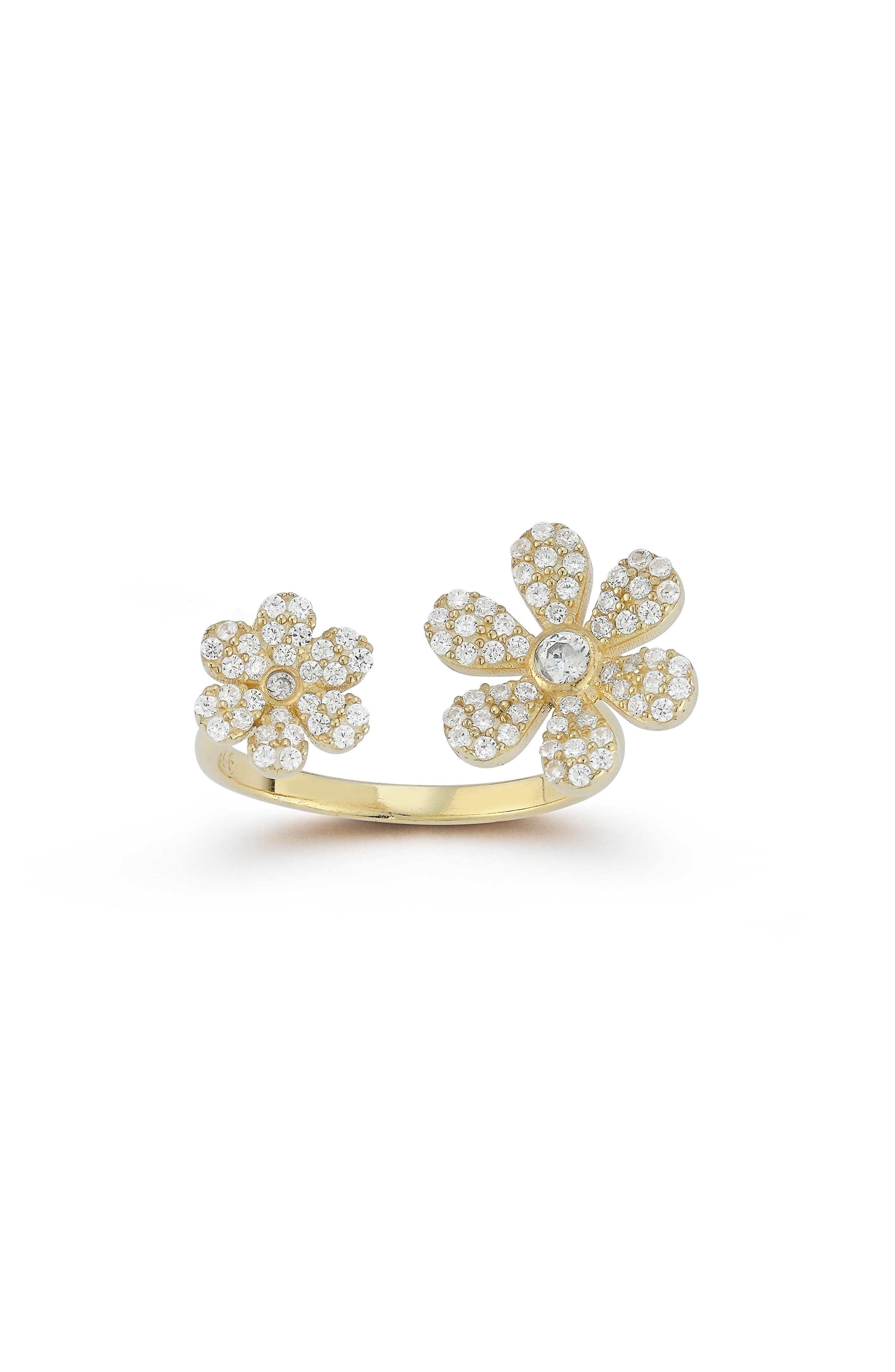 SPHERA MILANO Sterling Silver & CZ Flower Wrap Ring