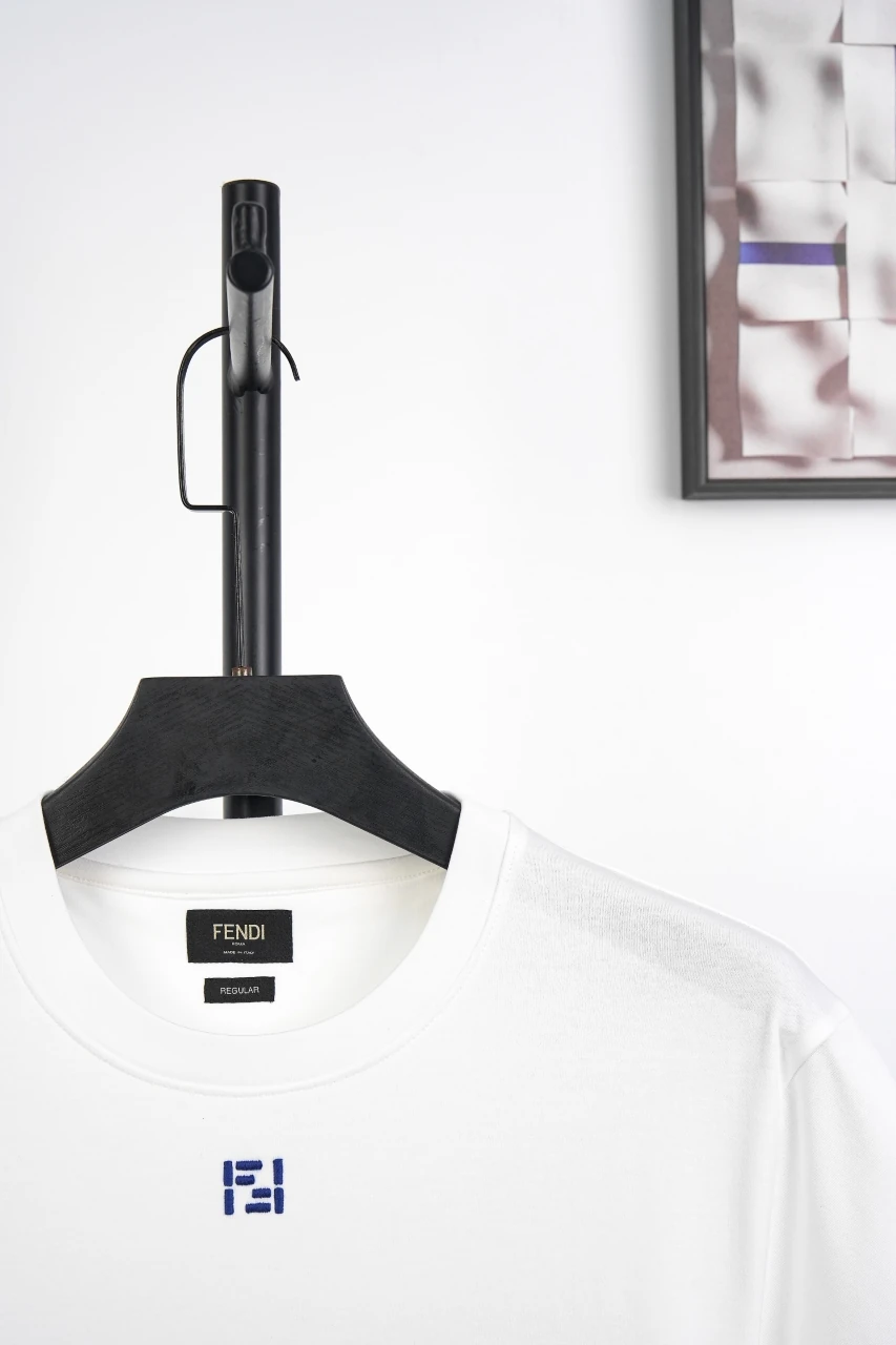 Fendi White Blue Double-F Embroidered T-Shirt product photo from LabelPicks