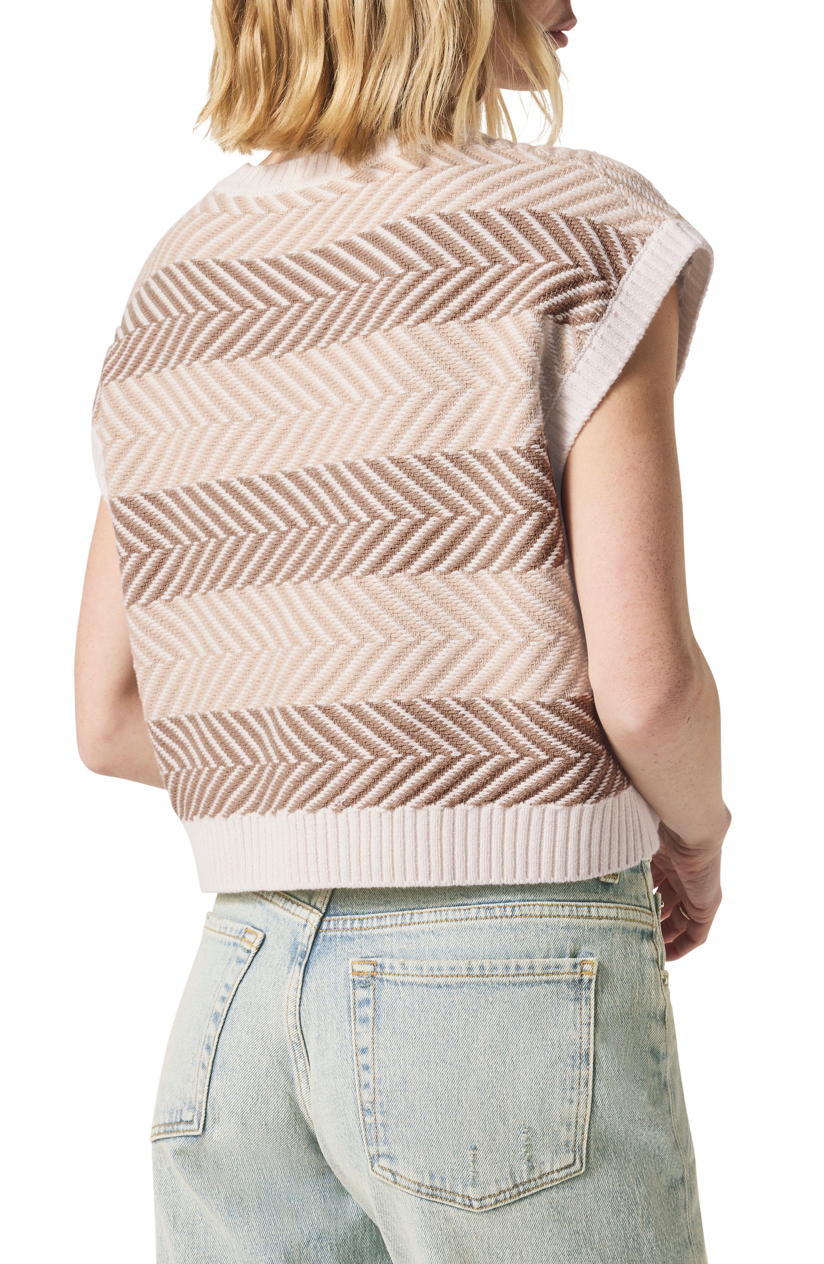 Splendid Mary Kate Chevron Stripe Short Sleeve Sweater