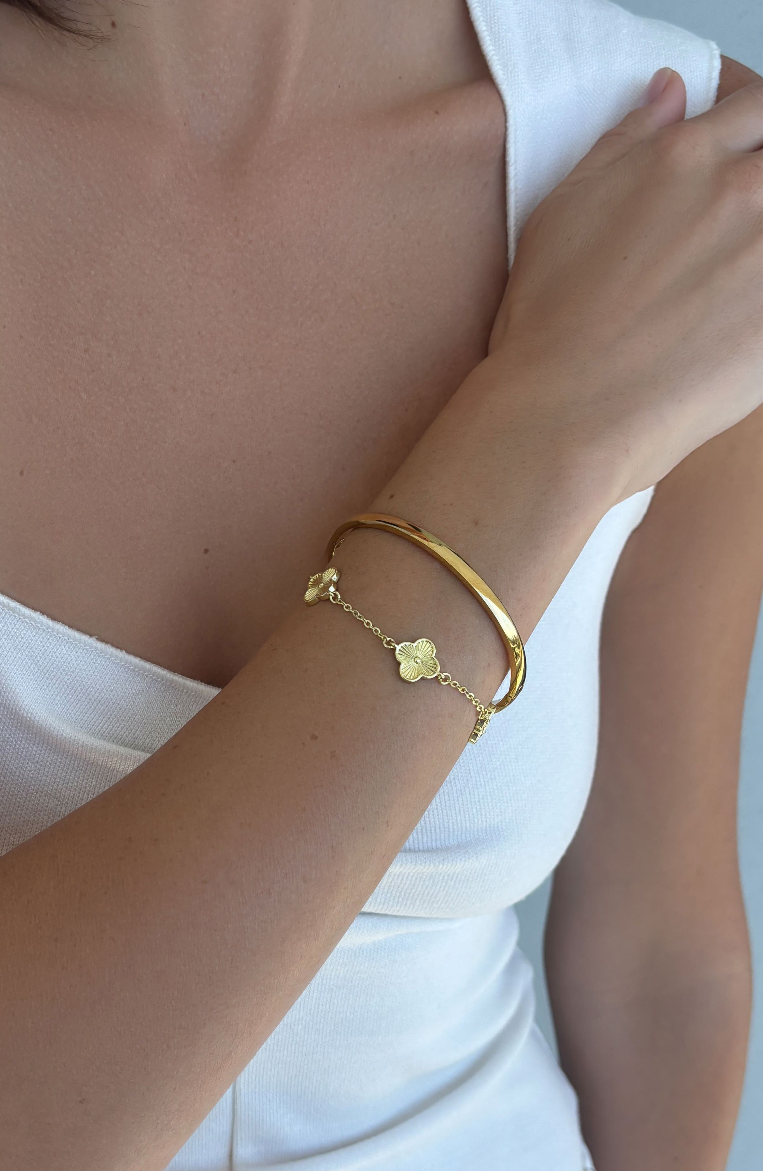 Adornia Clover Set of 2 14k Gold Plate Bracelets