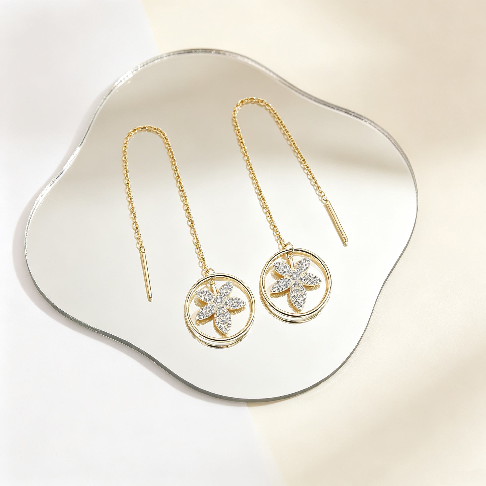 925 sterling silver maple leaf ear wires, featuring a forest-inspired, minimalist, and luxurious design with tassel earrings, a niche and trendy geometric earring style