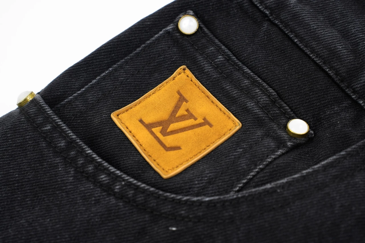 Louis Vuitton Black Stitch Monogram Letter Denim Pants product photo from LabelPicks