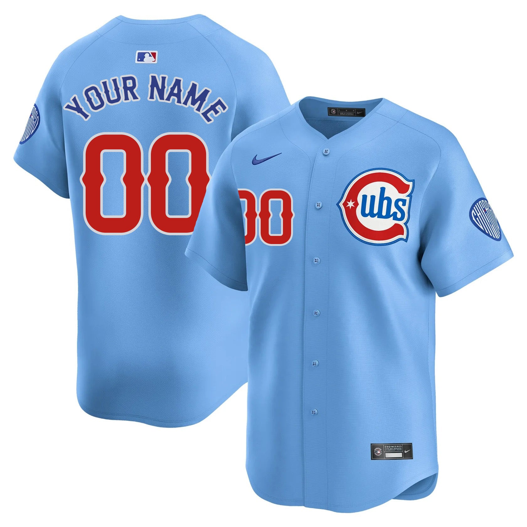 Custom Men's Chicago Cubs Nike Baby Blue 2nd Alternate Limited Jersey - Blue