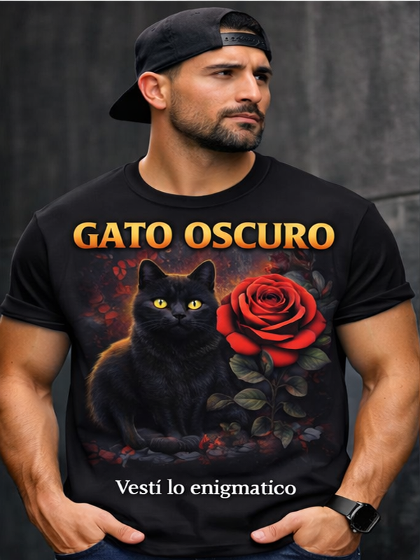 Remera Gato Oscuro – Rosa & Misterio