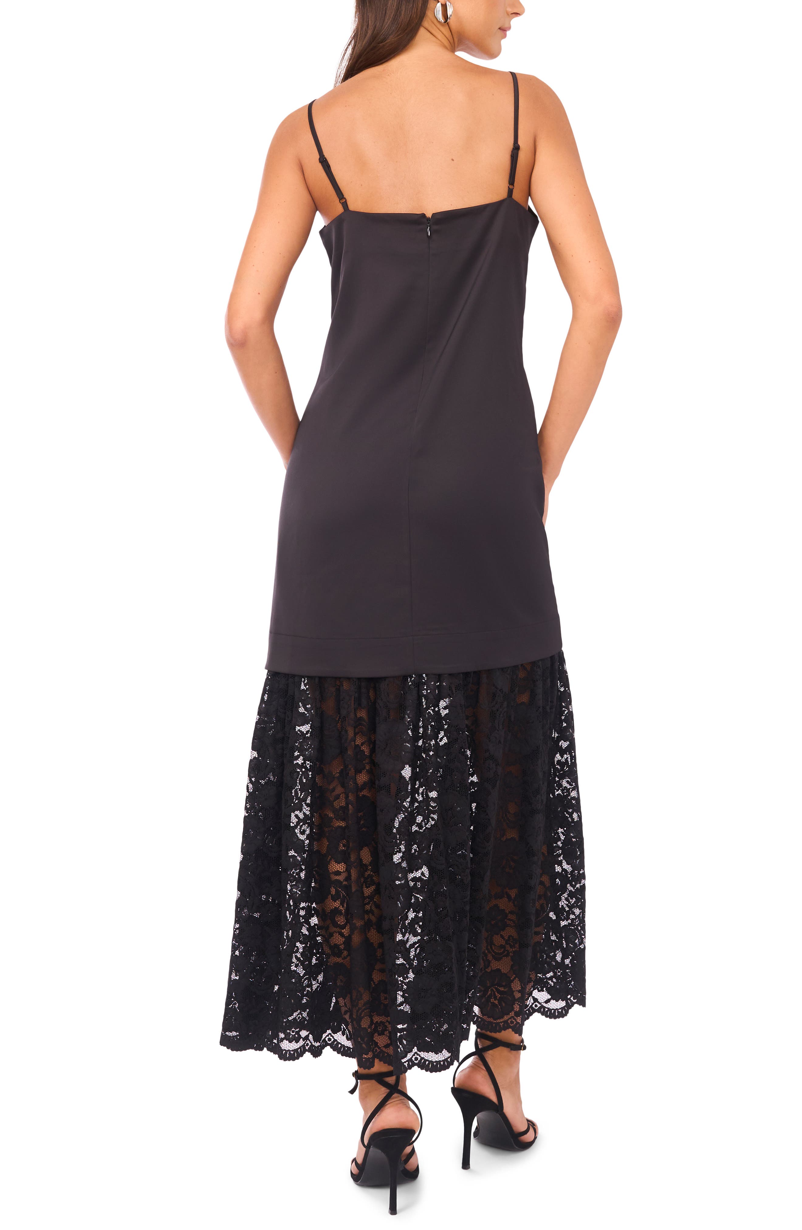 Vince Camuto Lace Hem Mixed Media Dress