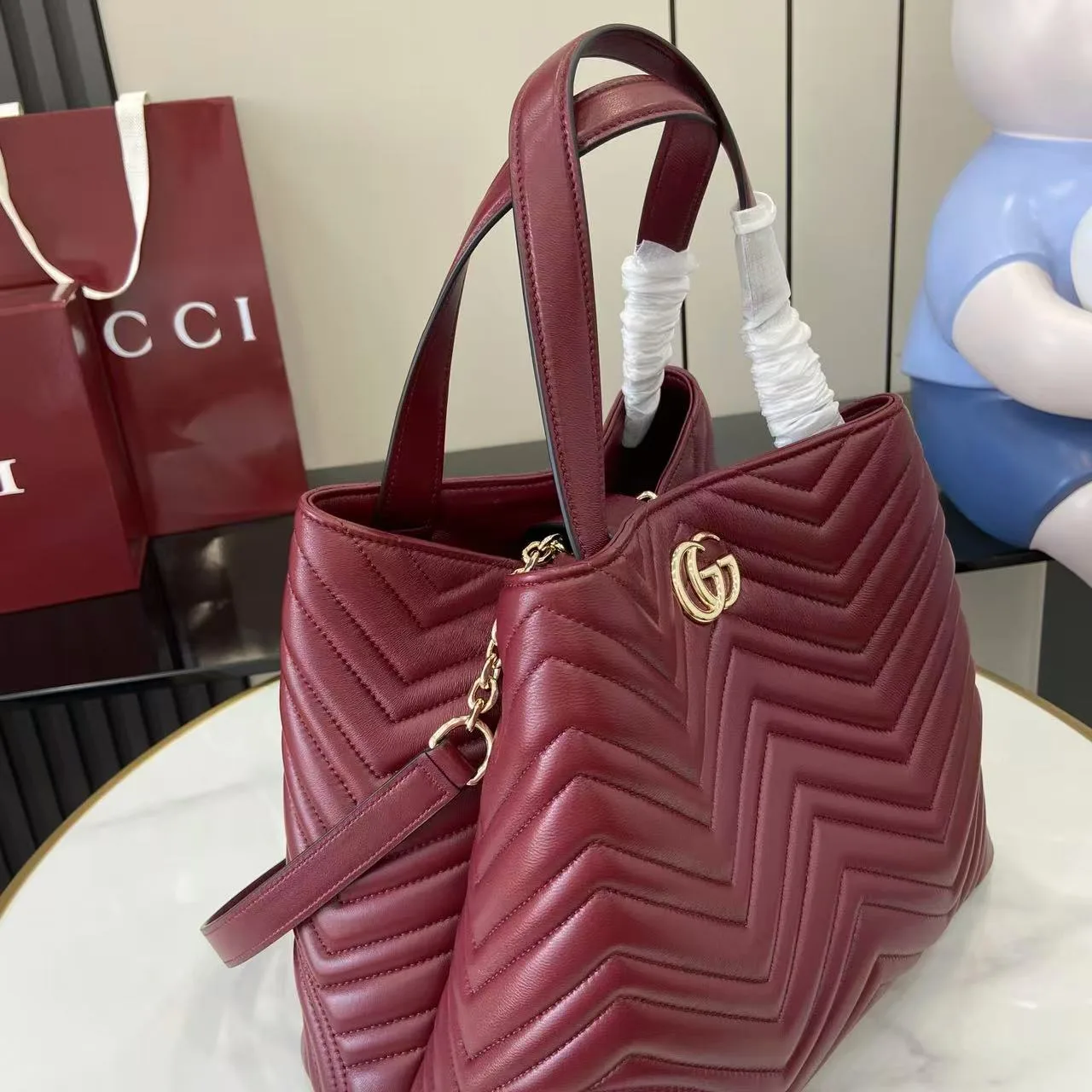 Gucci Marmont Red GG Supreme Canvas Tote Bag product photo from LabelPicks
