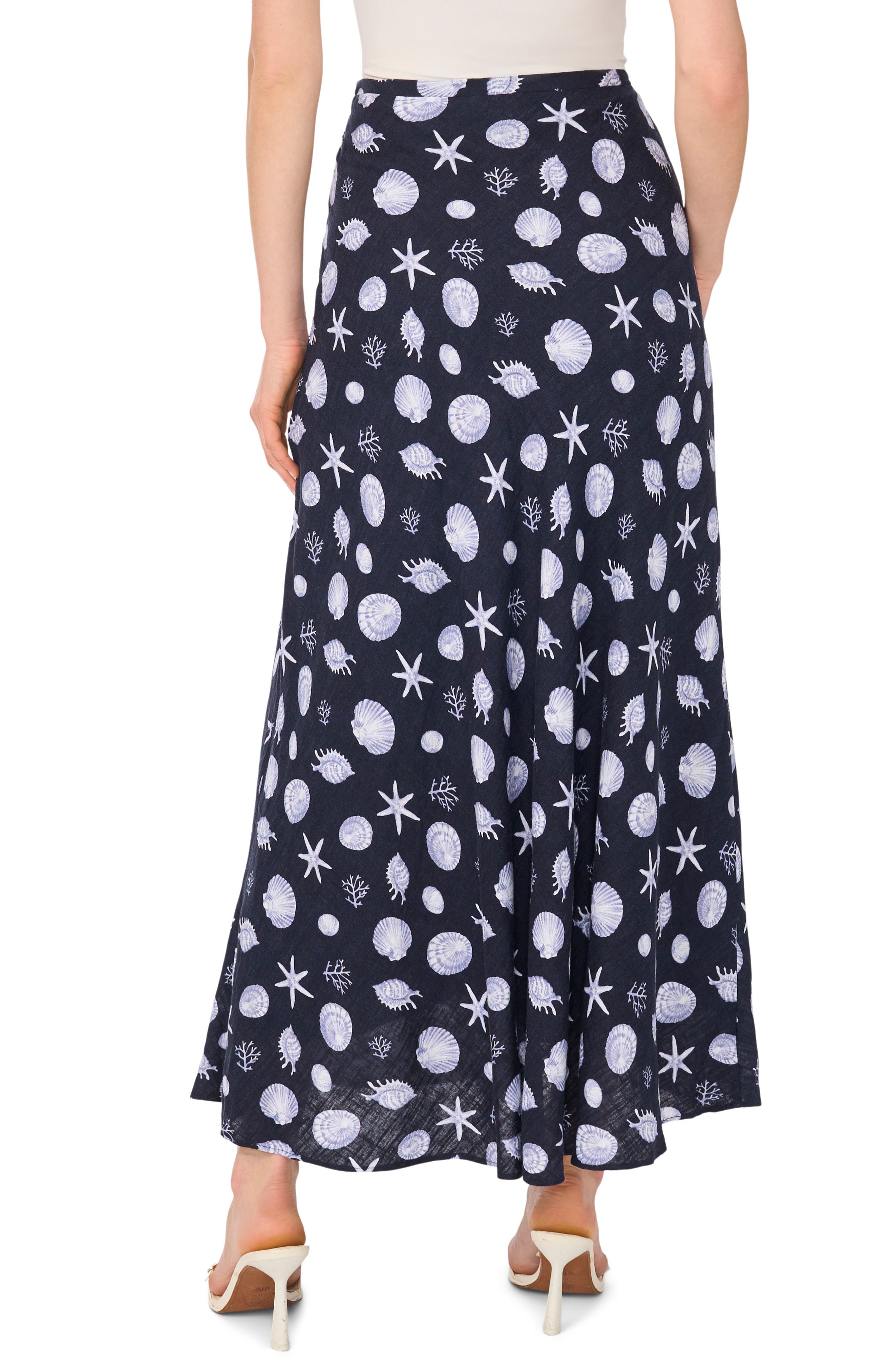 1.STATE Ocean Print Bias Cut Maxi Skirt