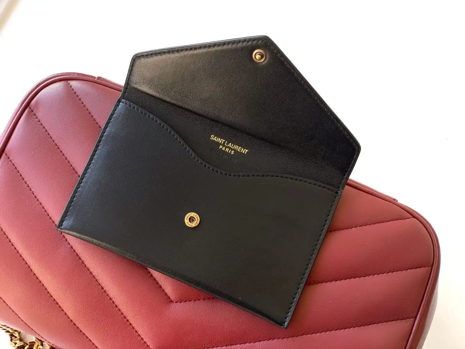 Saint Laurent Loulou Burgundy Lambskin Shoulder Bag product photo from LabelPicks