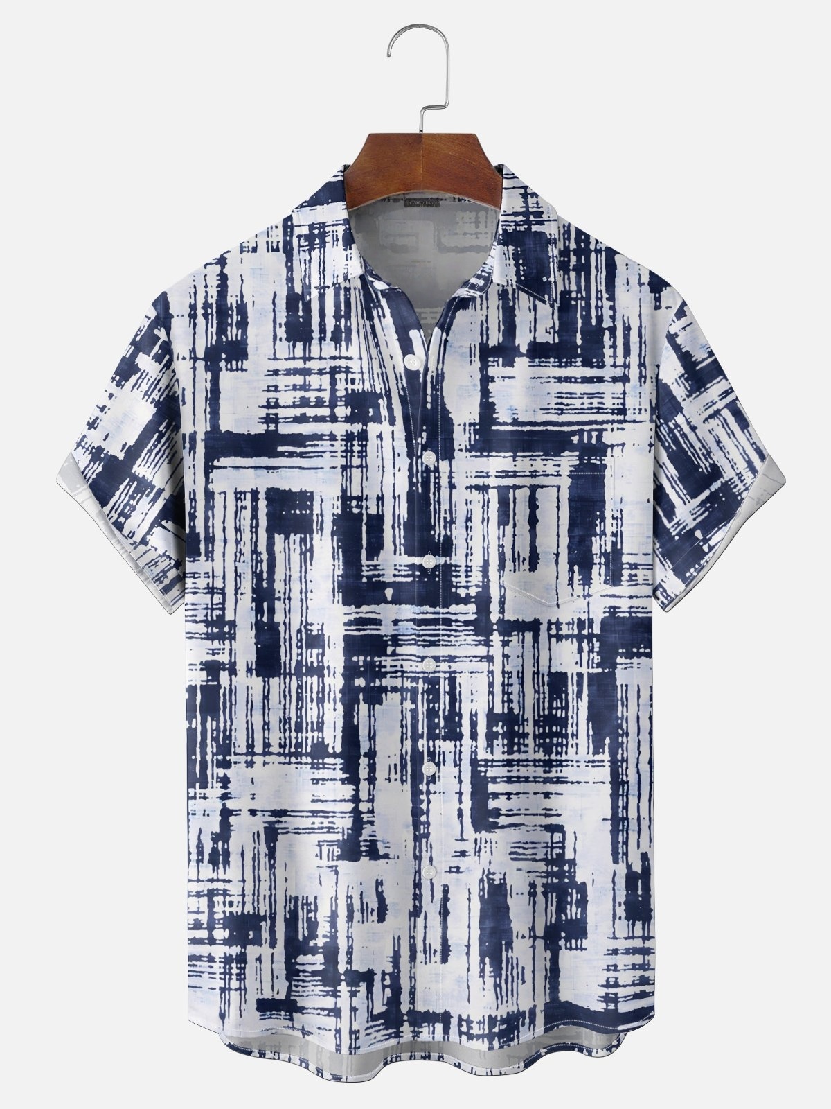 Moisture Wicking Gradient Colors Abstract Geometric Chest Pocket Holiday Shirt